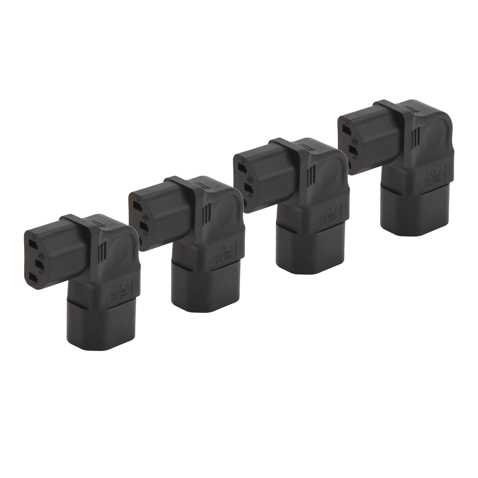Iec320 C14 Auf C13 Netzadapter (4er-pack) 2500 W, Rechtwinklige C14-stecker Und C13-buchsen, 250 V