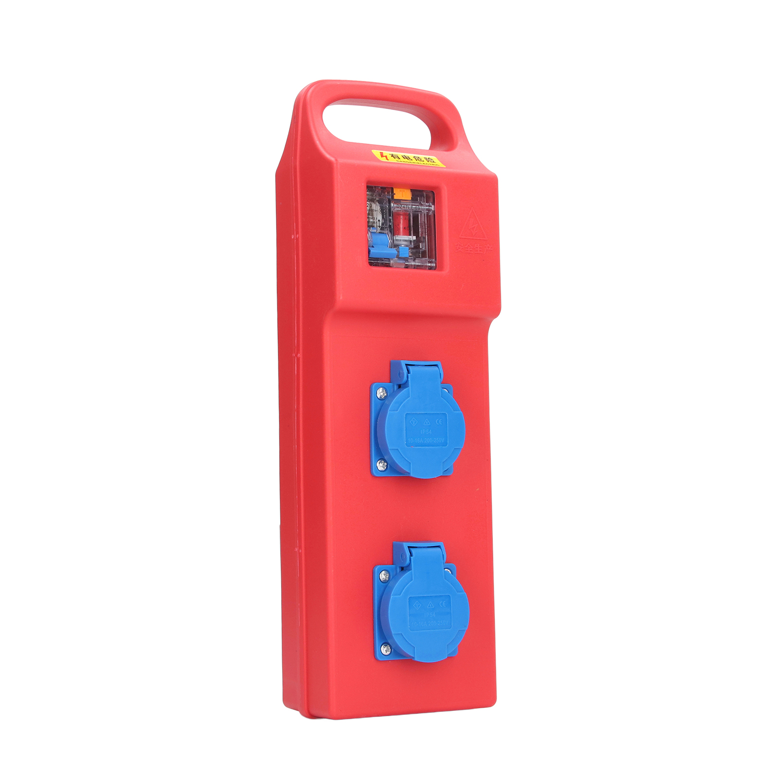 Kompakter Ip54-elektroverteilerkasten Mit 2 Positionen Und 3 Pins Mit Fehlerstromschutzschalter-steckdose.