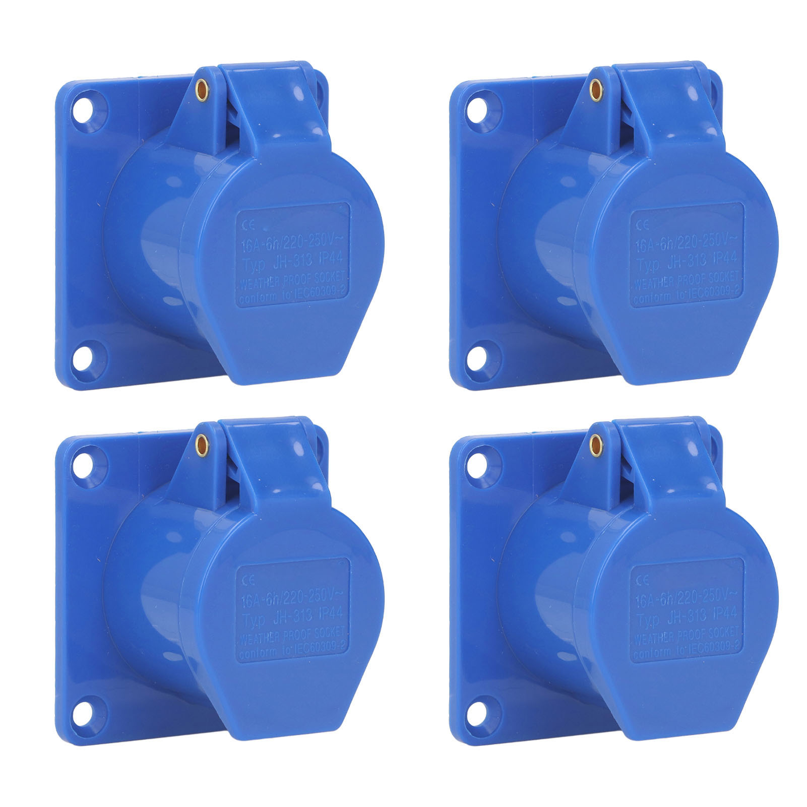 Packung Mit 4 Wasserdichten Ip44-einbau-industriesteckdosen Mit 3 Pins, 16 A, 220-250 V.