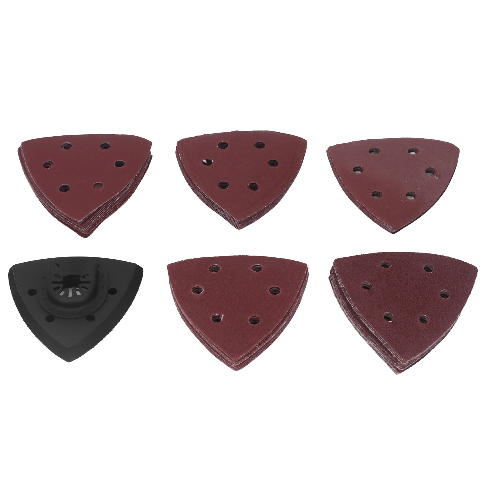 Set Mit 51 Dreieckigen Schleifscheiben Von 8,9 Cm (3,5 Zoll) Durchmesser Mit 6 Staubabsauglöchern, Für Holz Und Metall.