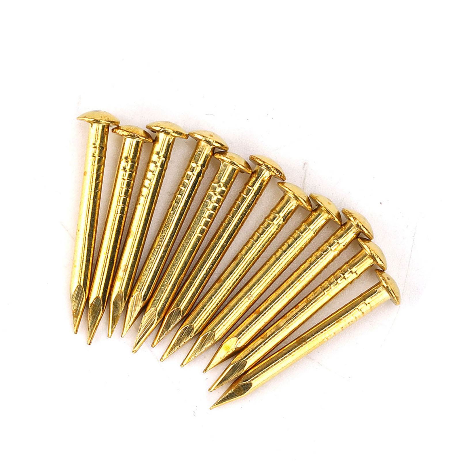 Packung Mit 100 Messing-rundkopfnägeln Für Möbelscharniere, Beschlagzubehör In Den Längen 10 Mm, 15 Mm, 18 Mm Und 22 Mm Und Stärken.