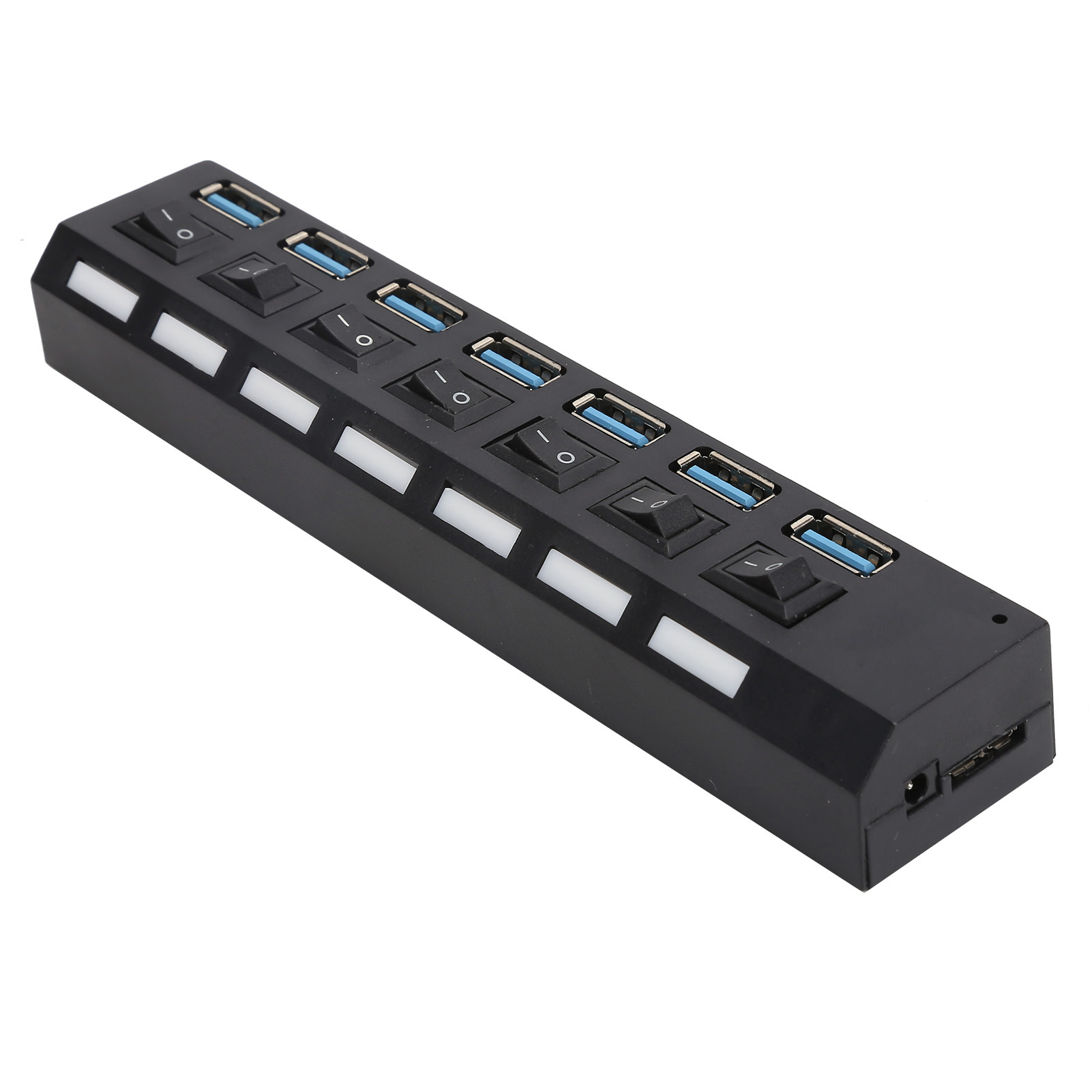 Hochgeschwindigkeits-usb-3.0-hub Mit 7 Anschlüssen, Einzelschaltern, Netzteil, Usb-verlängerungskabel Und Eu-stecker.