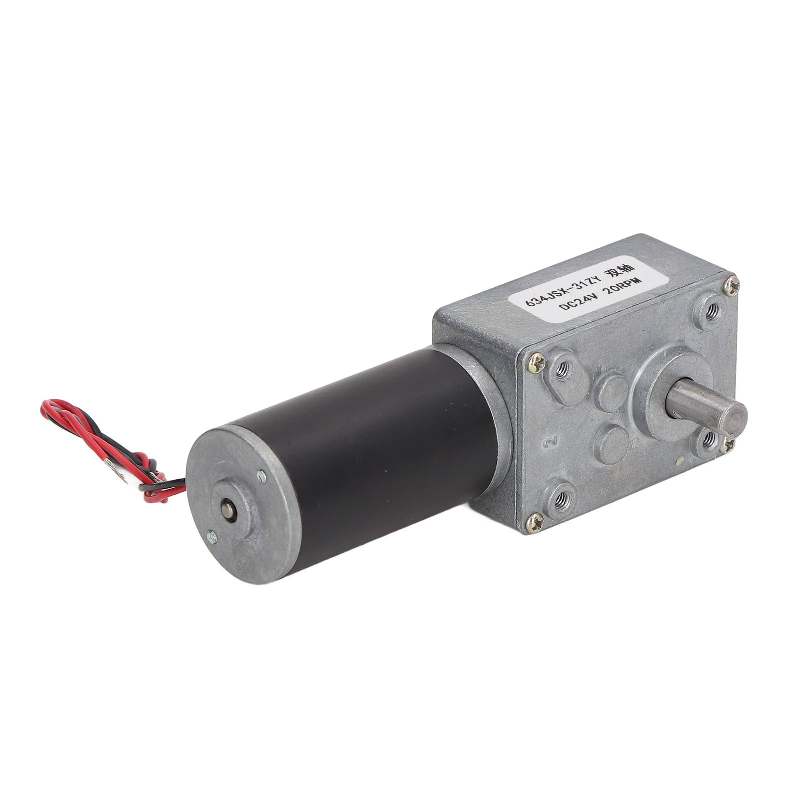 24-v-gleichstrom-getriebemotor Mit Drehzahlreduzierung, Selbsthemmung, Doppelwelle Und Reversiblem Schneckengetriebe, 20 U/min