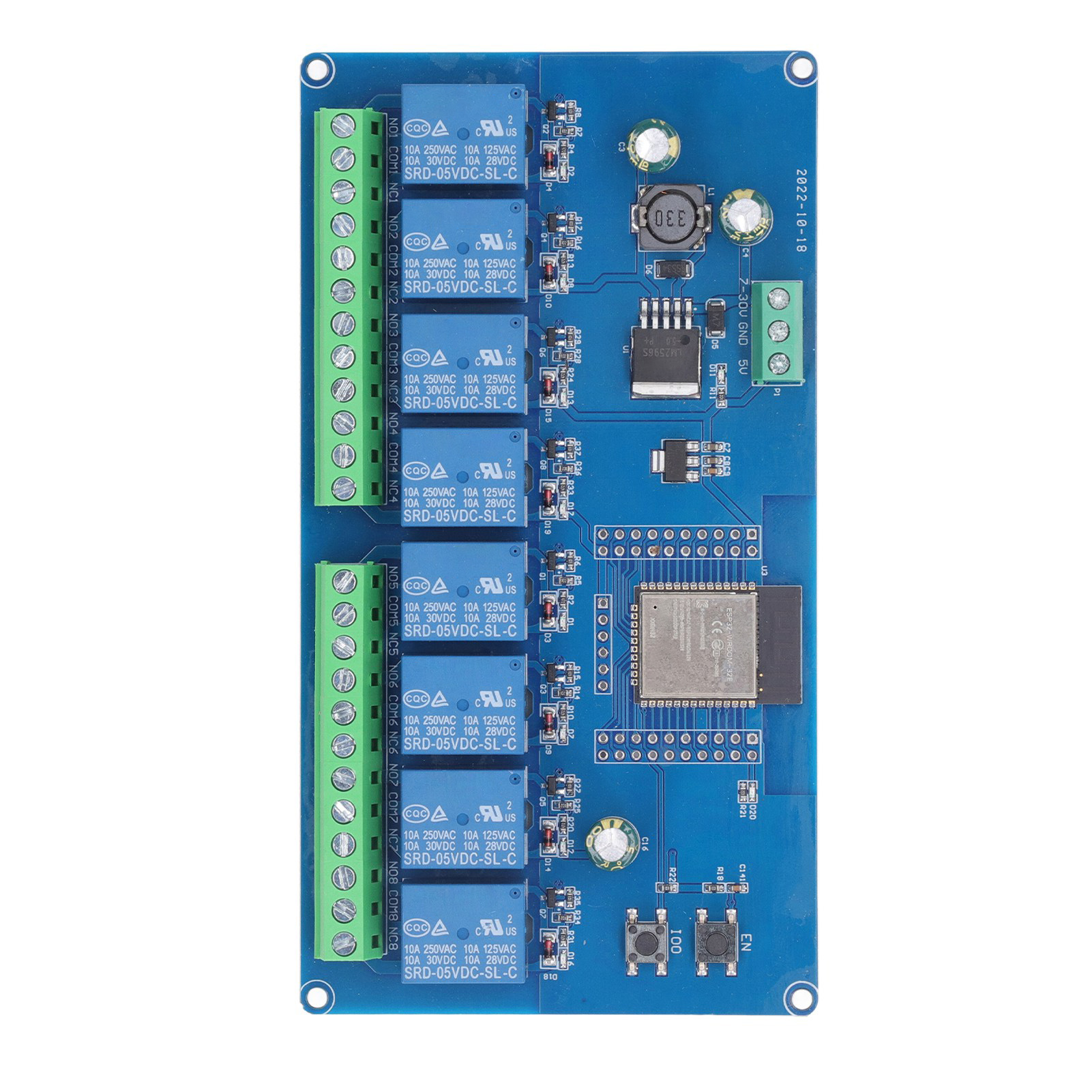 Esp32 8-kanal-wlan-relaismodul Mit Ble-funksteuerung, Esp32-wroom-32e-entwicklungsboard, 5–30 V Dc-netzteil