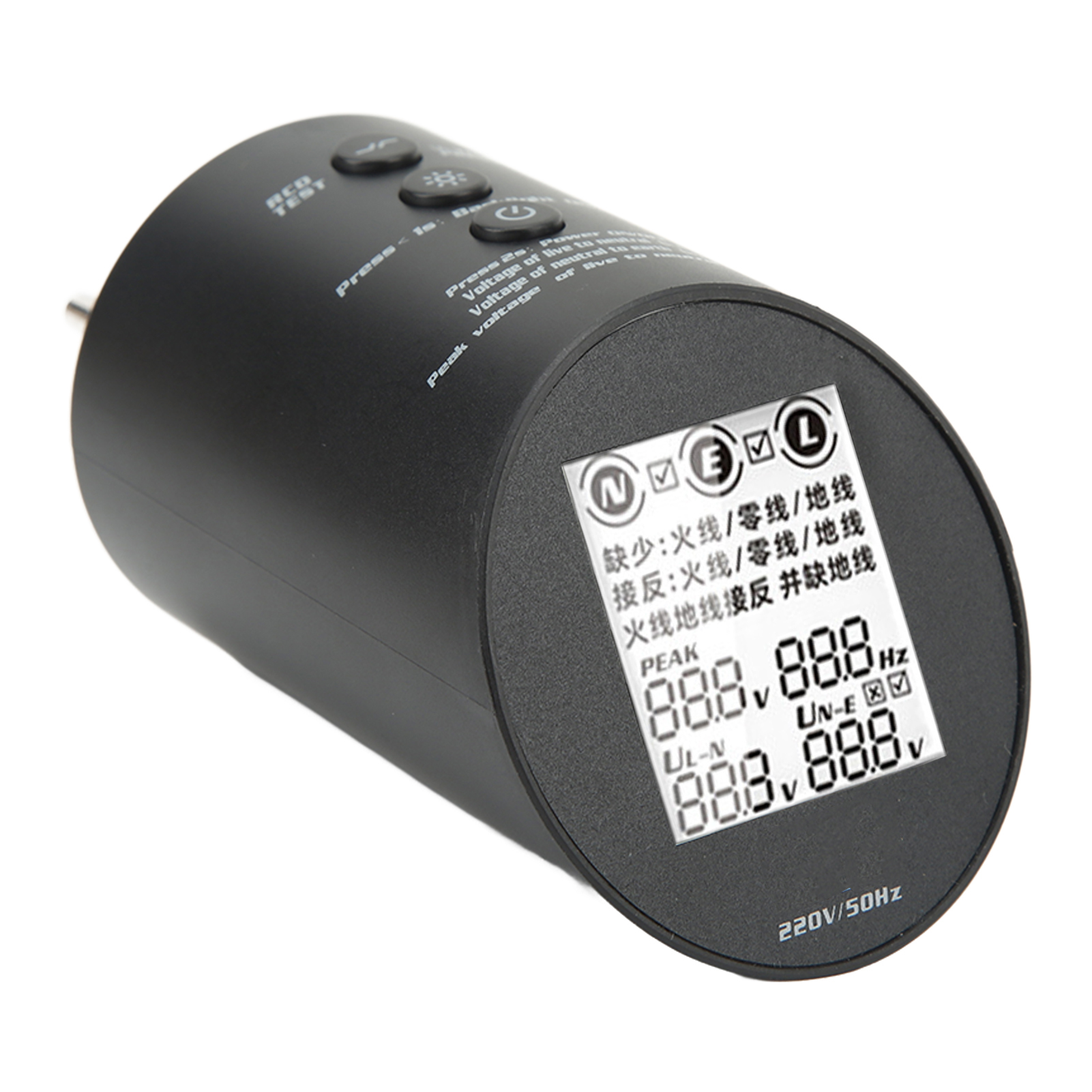 Steckdosentester, Spannungsprüfer, Fehlerstromprüfer, Lcd-bildschirm, 220-v-eu-stecker