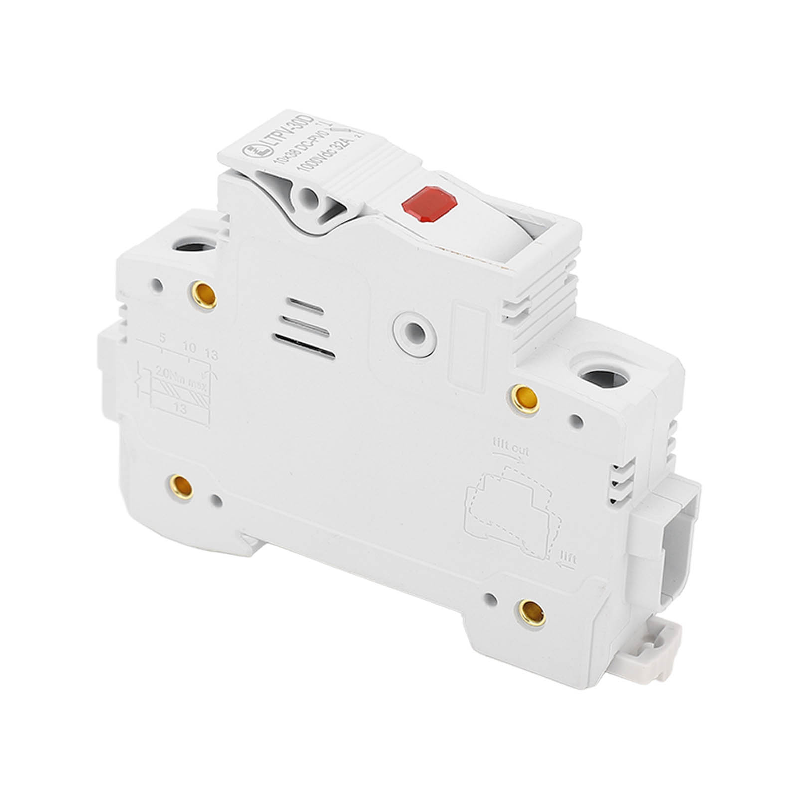 1p 32a Dc-sicherungshalter Für Din-schienenmontage, Flammhemmend, Mit Pv 20a 10x38mm Sicherung, 1000 V Dc Und Kontrollleuchte.