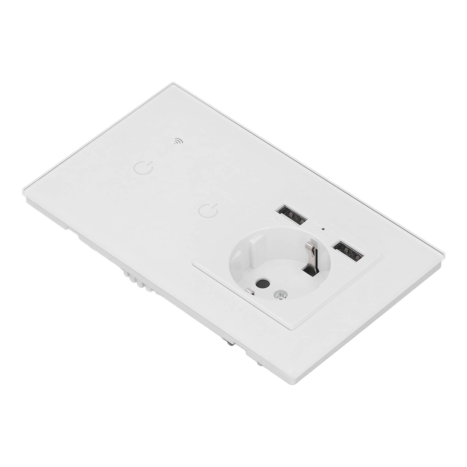 Intelligenter Wlan-schalter Mit Zwei Versenkten Usb-wandsteckdosen, Touch-sprachsteuerung Per App, Europäischer Standard Ac100-240vac