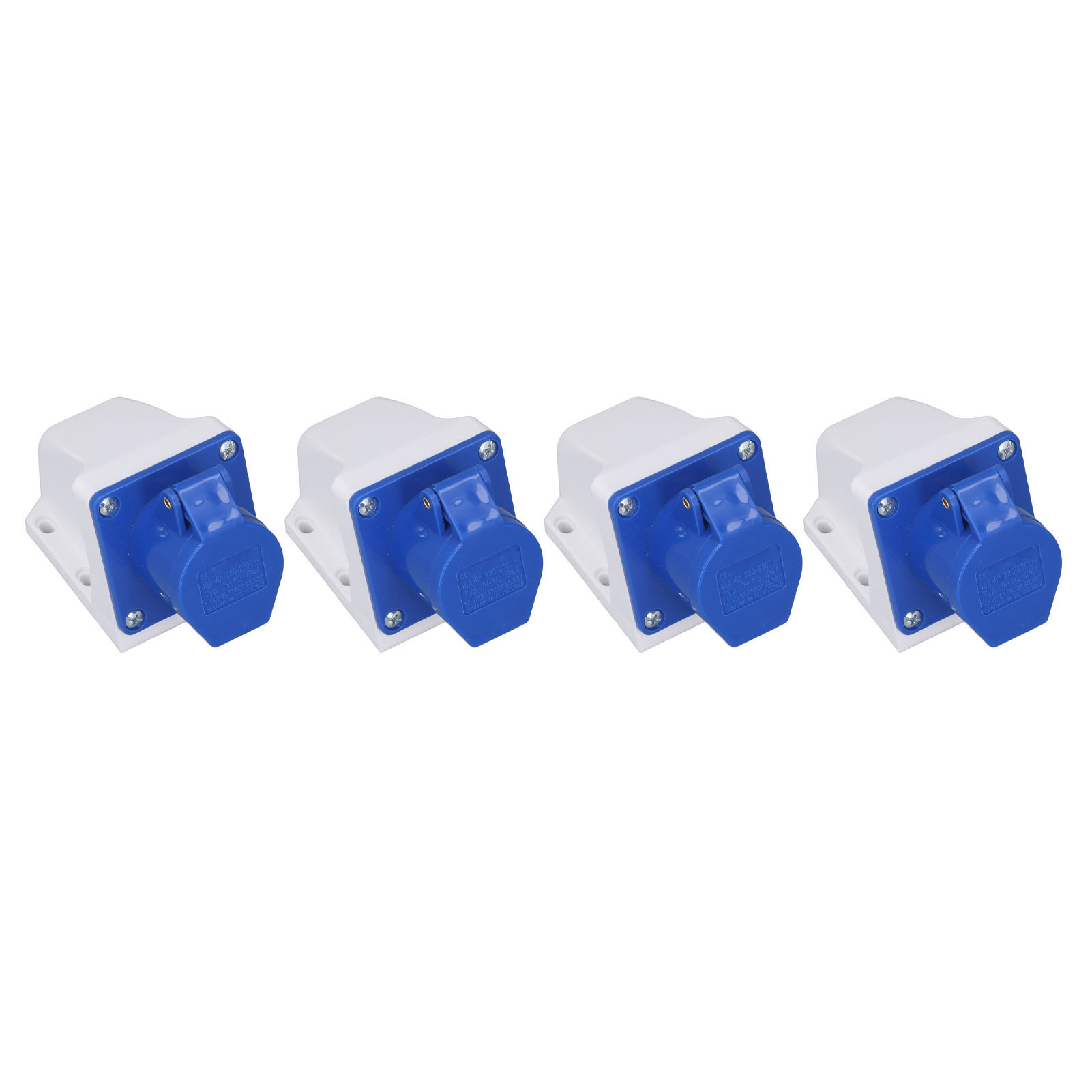 Packung Mit 4 Industriellen 3-pin-steckdosen, Aufputzmontage, Schutzart Ip44, Wasserdicht, 220–250 V, 16 A