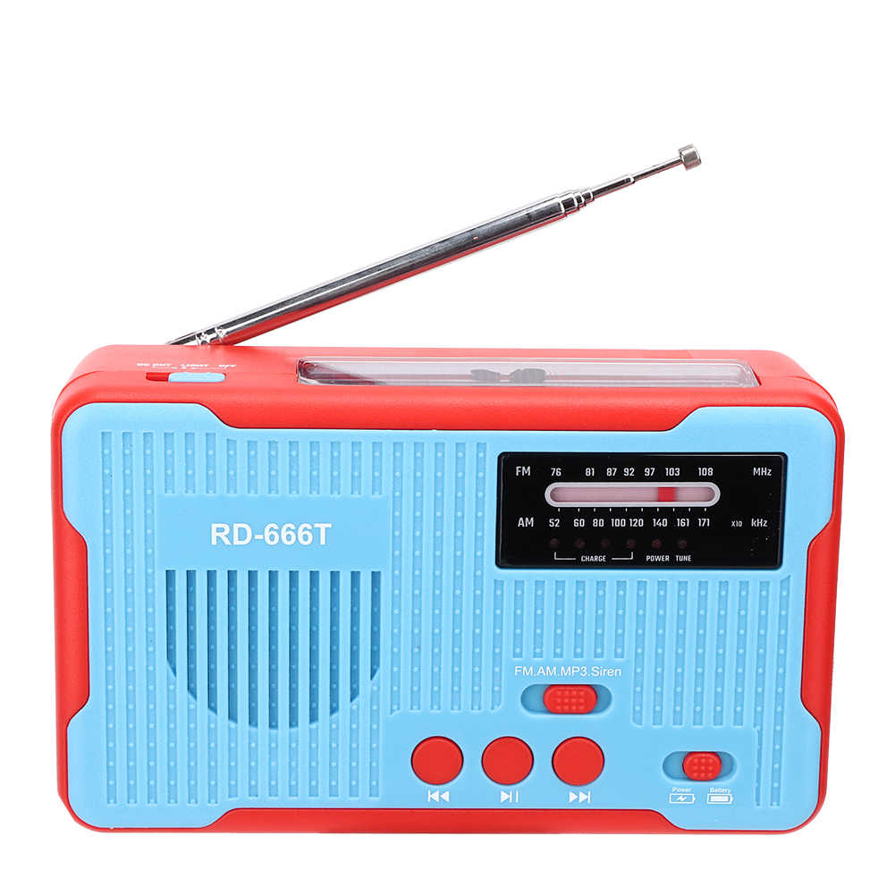 Rd-666t Solarbetriebenes Tragbares Notfallradio (am/fm) Mit Handkurbel Und Blauer Led-taschenlampe