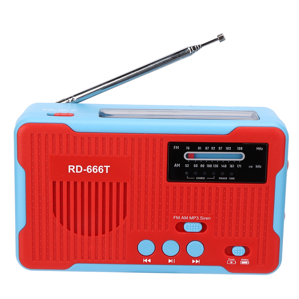 Rd-666t Solarbetriebenes Tragbares Notfallradio (am/fm) Mit Handkurbel Und Roter Led-taschenlampe