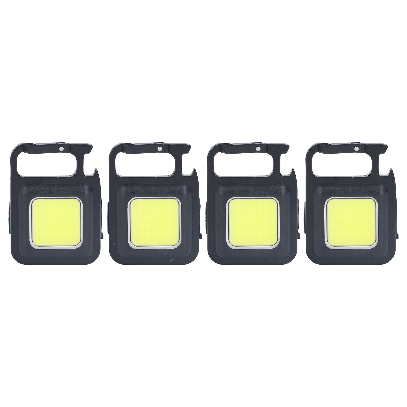 Set Mit 4 Cob-schlüsselanhänger-arbeitsleuchten 1000 Lm, 3 Modi, Wasserdicht, Usb-aufladbar, Mini-taschenlampen In Quadratischer Form Für Wohnmobile Und Camping.