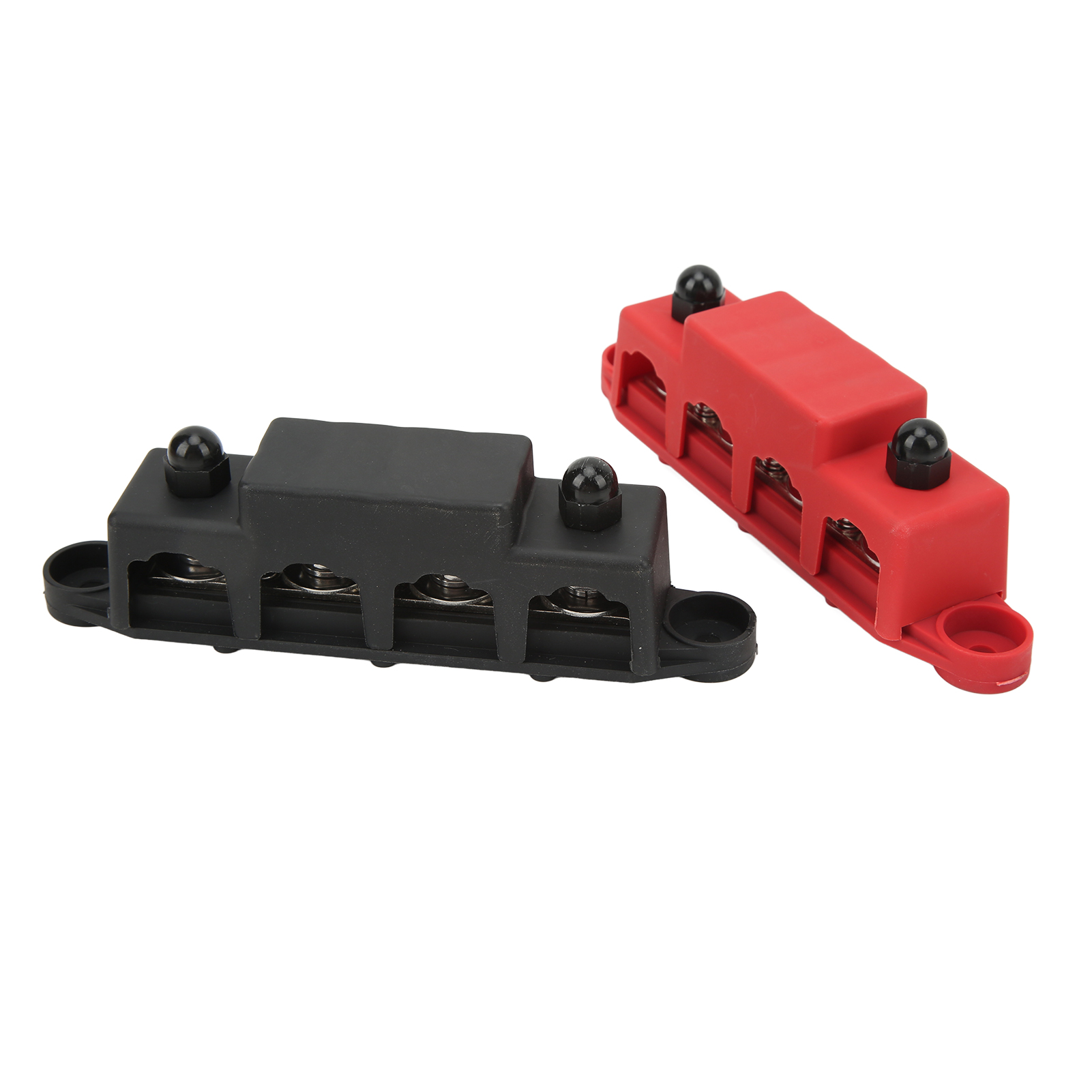 Set Aus 2 Bolzen-montierten Stromverteilerblöcken, 4 X 5/16 Zoll, Rot Und Schwarz, 250-a-sammelschiene Für Wohnmobile, 48 V Dc
