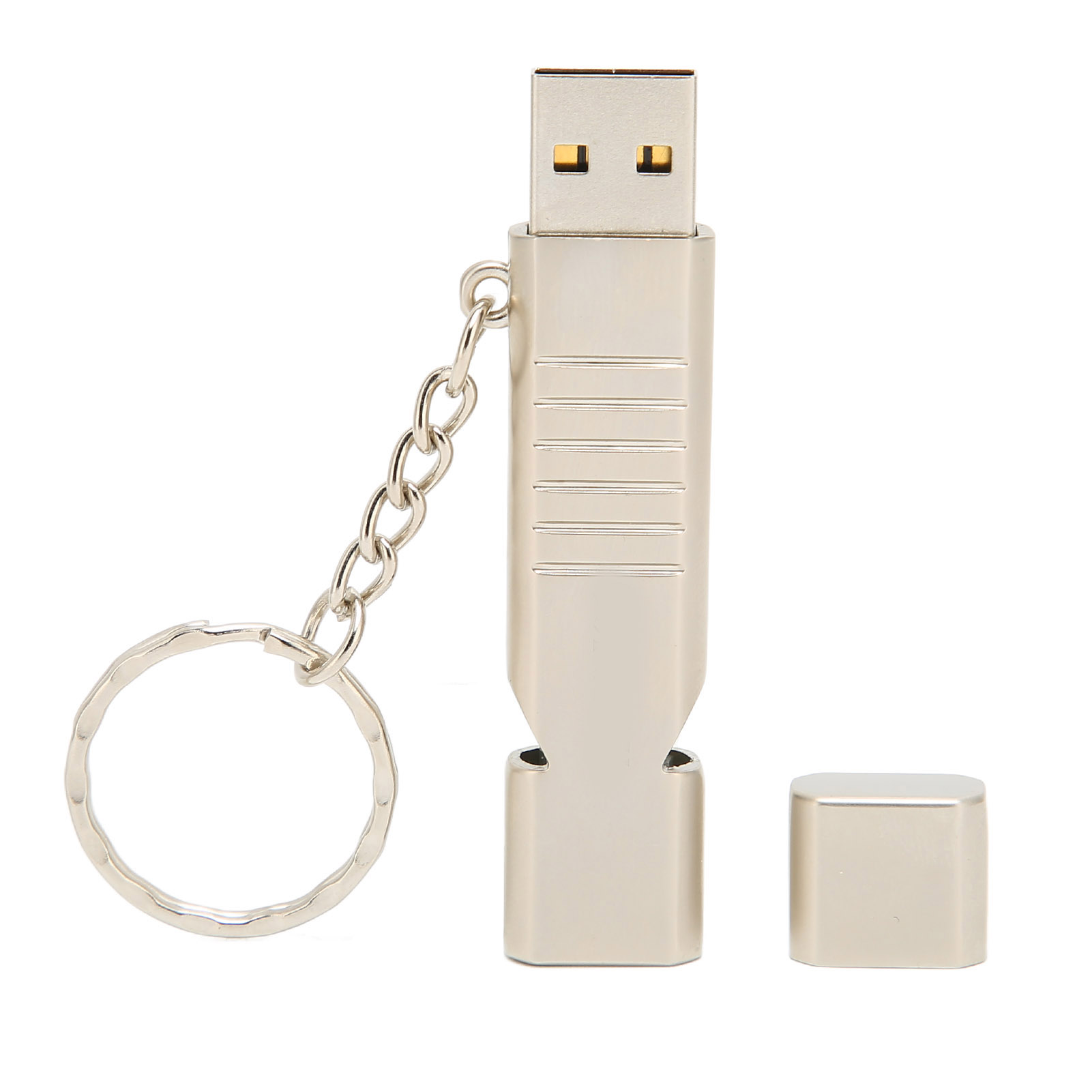 Wasserdichter Usb-stick Mit Pfeife Aus Aluminiumlegierung Für Den Outdoor-einsatz, Usb 2.0 Mit Schlüsselanhänger, Silberfarben, 64 Gb