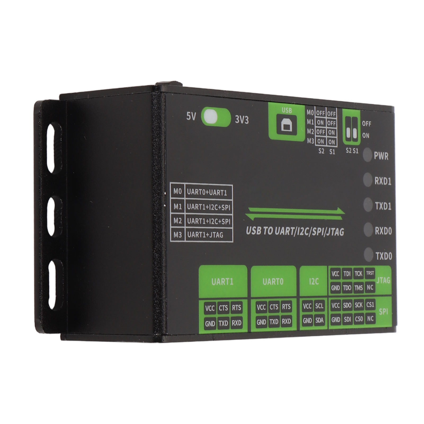 Usb-zu-uart-i2c-spi-jtag-konverter, Kompatibel Mit Mehreren 3,3-v- Und 5-v-schnittstellen, Gehäuse Aus Aluminiumlegierung, Industrieller Usb-konverter