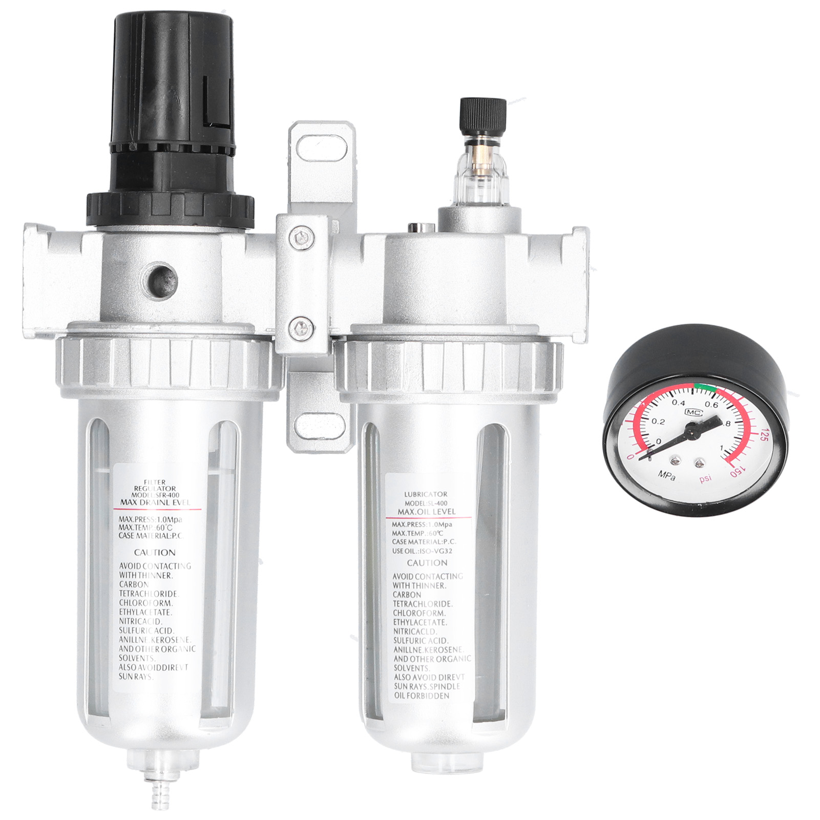Luftfilter-druckmanometer-set, Druckregler, Wasser-/ölabscheider Aus Aluminiumlegierung, Für Den Maschinenbau Sfc400