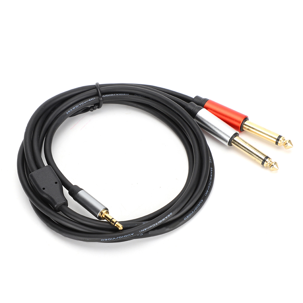 2-in-1-audiokabel, 1,8 M, 3,5 Mm Auf 6,35 Mm, Korrosionsbeständig, Doppel-splitter, Telefon-audiokabel