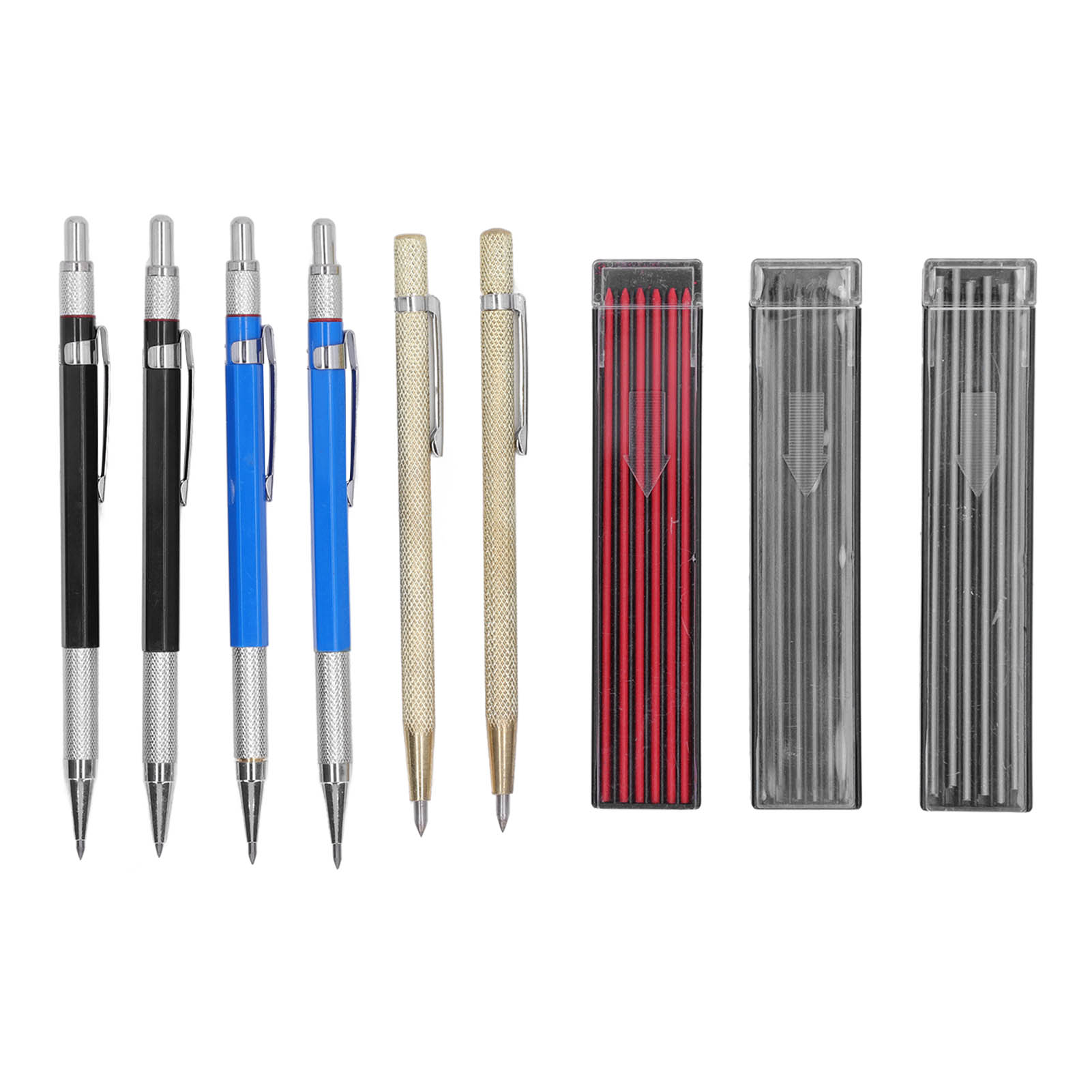 Zimmermannsbleistiftset, 2 Zeichenstifte, 36 Minen, 4 Ganzmetall-holzbearbeitungsbleistifte, 2 Mm Mine