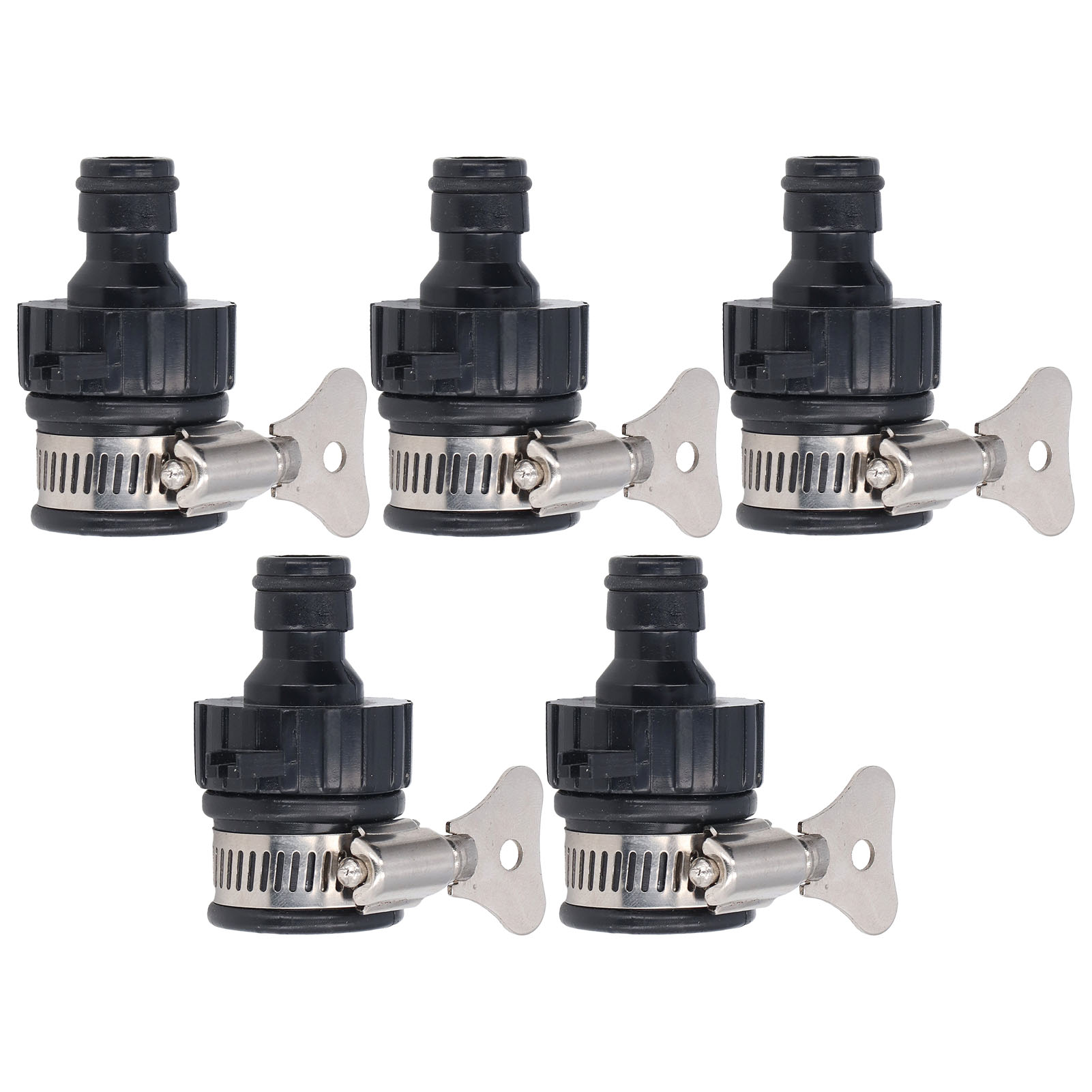 Set Aus 5 Wasserhahnadaptern, Mischbatterien, Universalklemmen Für Garten- Oder Küchenschläuche, Kompatibel Mit Schläuchen Von 14 Bis 24 Mm.