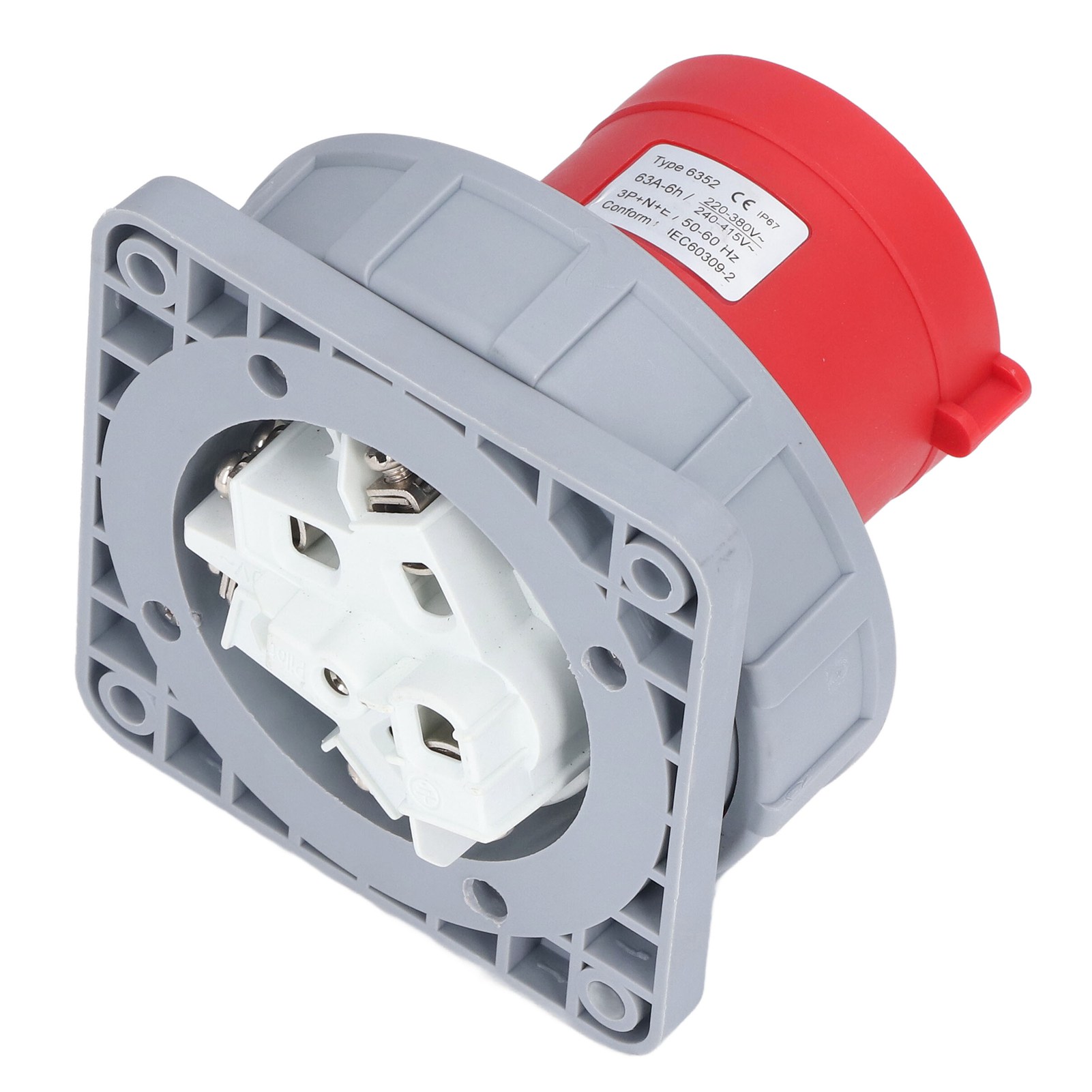 Wasserdichter Luftfahrtstecker, 5-poliger Industriestecker Aus Messing Und Nylon, 3p+n+e, 220–380 V Ac, 240–415 V Ac, 63 A
