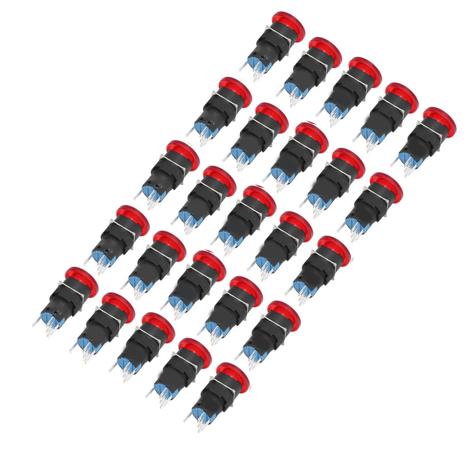 Packung Mit 25 Selbstverriegelnden Pilzkopf-drucktastern Mit Kontrollleuchte, 16 Mm, Bem-la16-11mds-rac, 12 V Dc