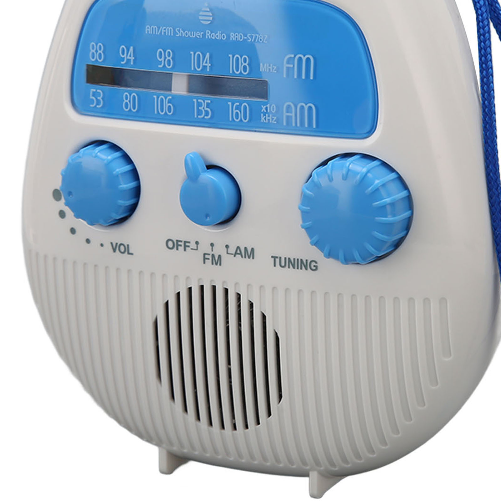 Tragbares Und Wasserdichtes Am/fm-duschradio Aus Abs-kunststoff Mit Eingebautem Lautsprecher Und Batteriebetrieb.