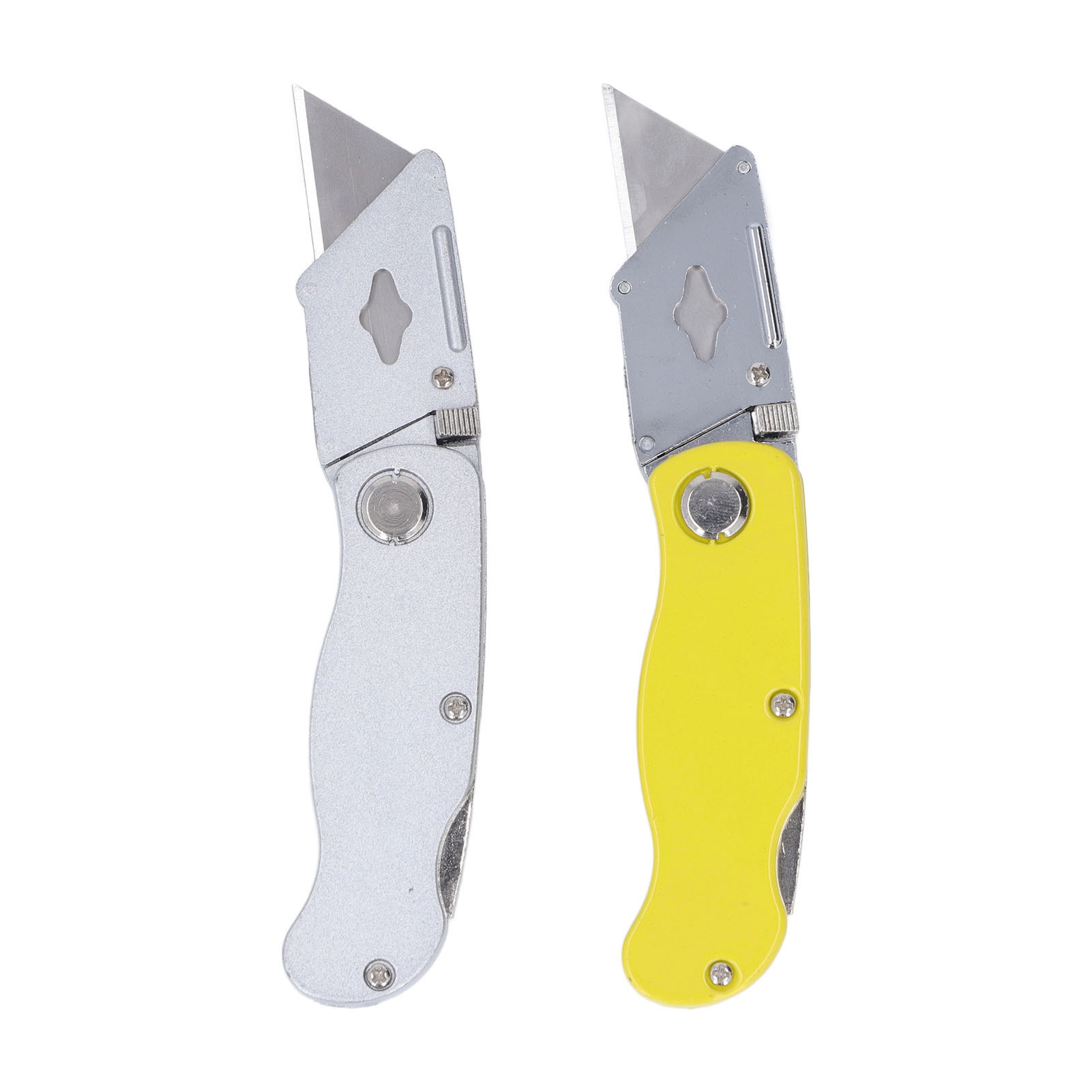 Set Aus 2 Klappbaren Universalmessern Aus Aluminiumlegierung In Industriequalität, Tragbar Und Für Den Außeneinsatz Geeignet, Mit 10 Klingen.