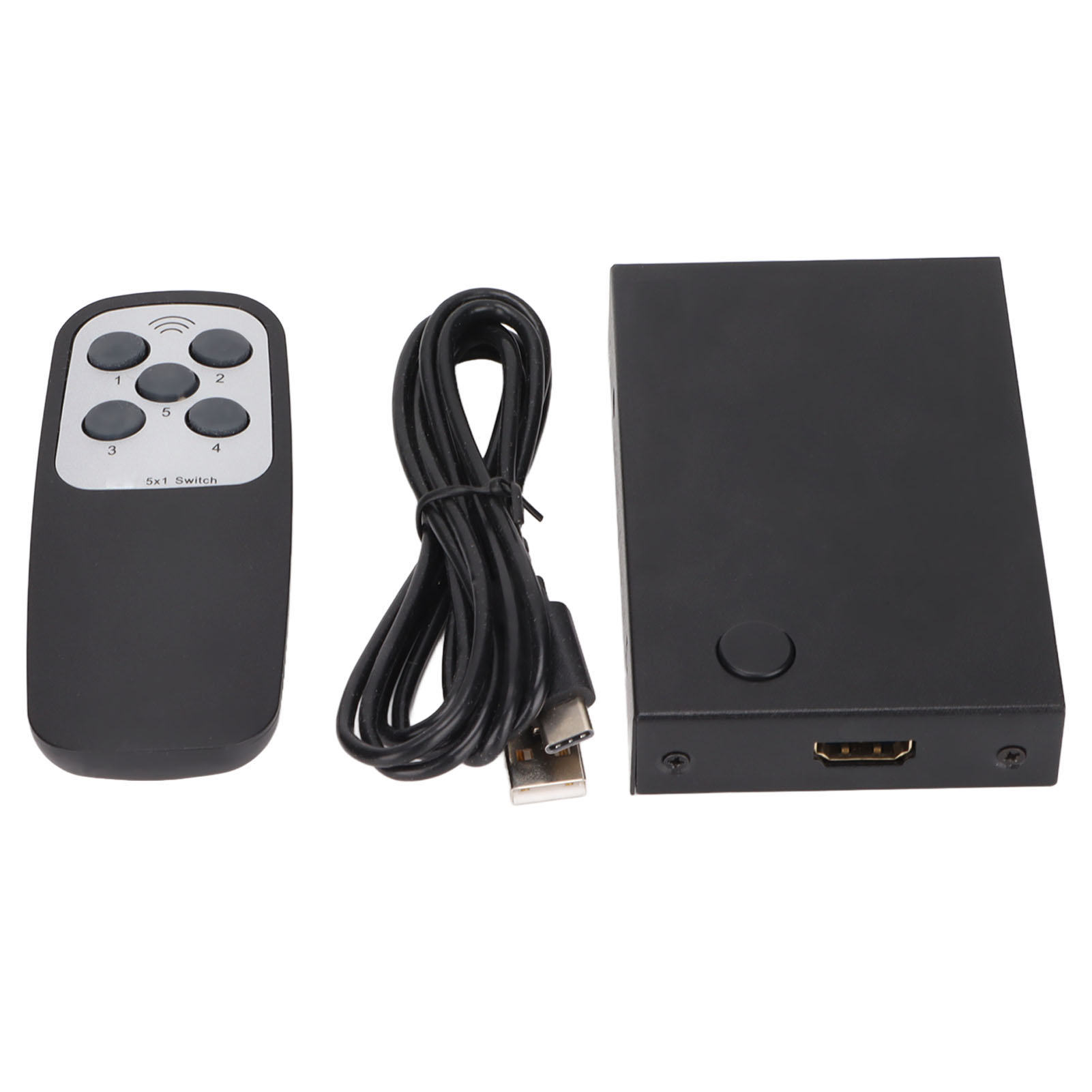 5x1 Hd 2.0 Multimedia-switch (5 Eingänge, 1 Ausgang) Mit Fernbedienung Und Ladekabel (18 Gbit/s).