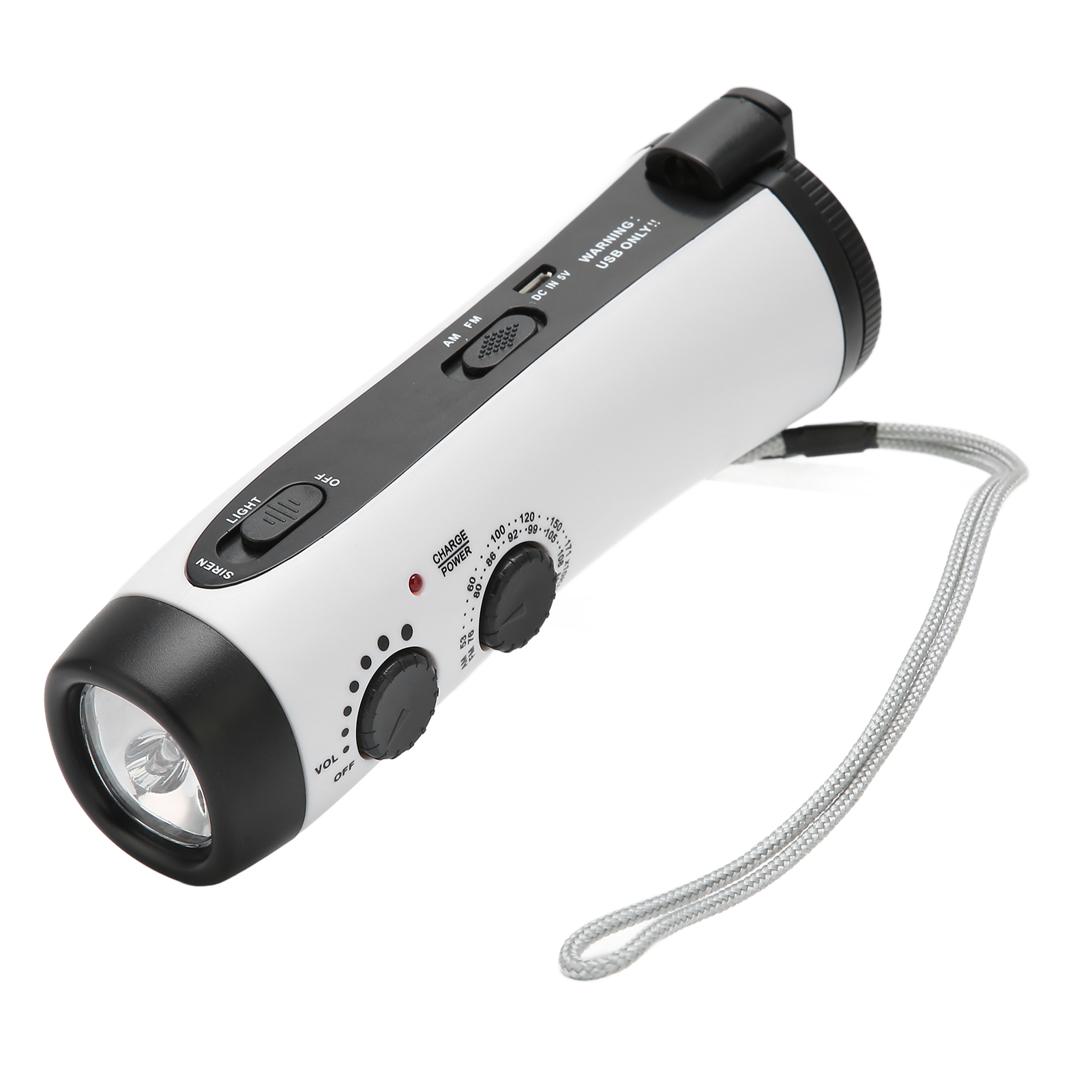 Tragbares, Multifunktionales Fm/am-handkurbelradio Mit Wetteranzeige, Led-taschenlampe Und Handschlaufe Für Den Außeneinsatz