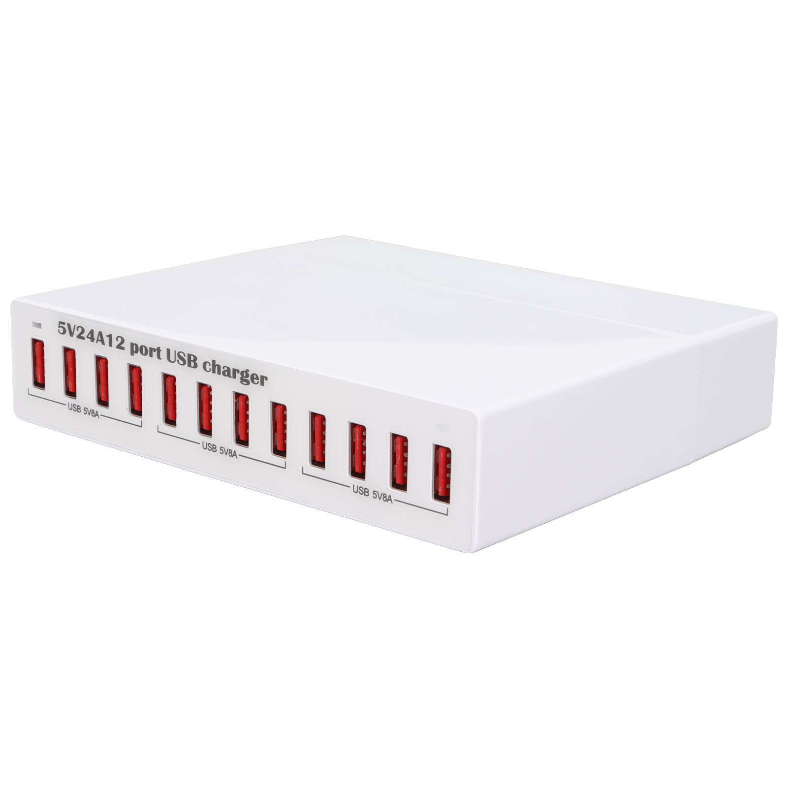 12-port-usb-ladestation Mit Intelligentem Shunt, Led-anzeige, Automatischer Erkennung Und 100-240v-steckdose.