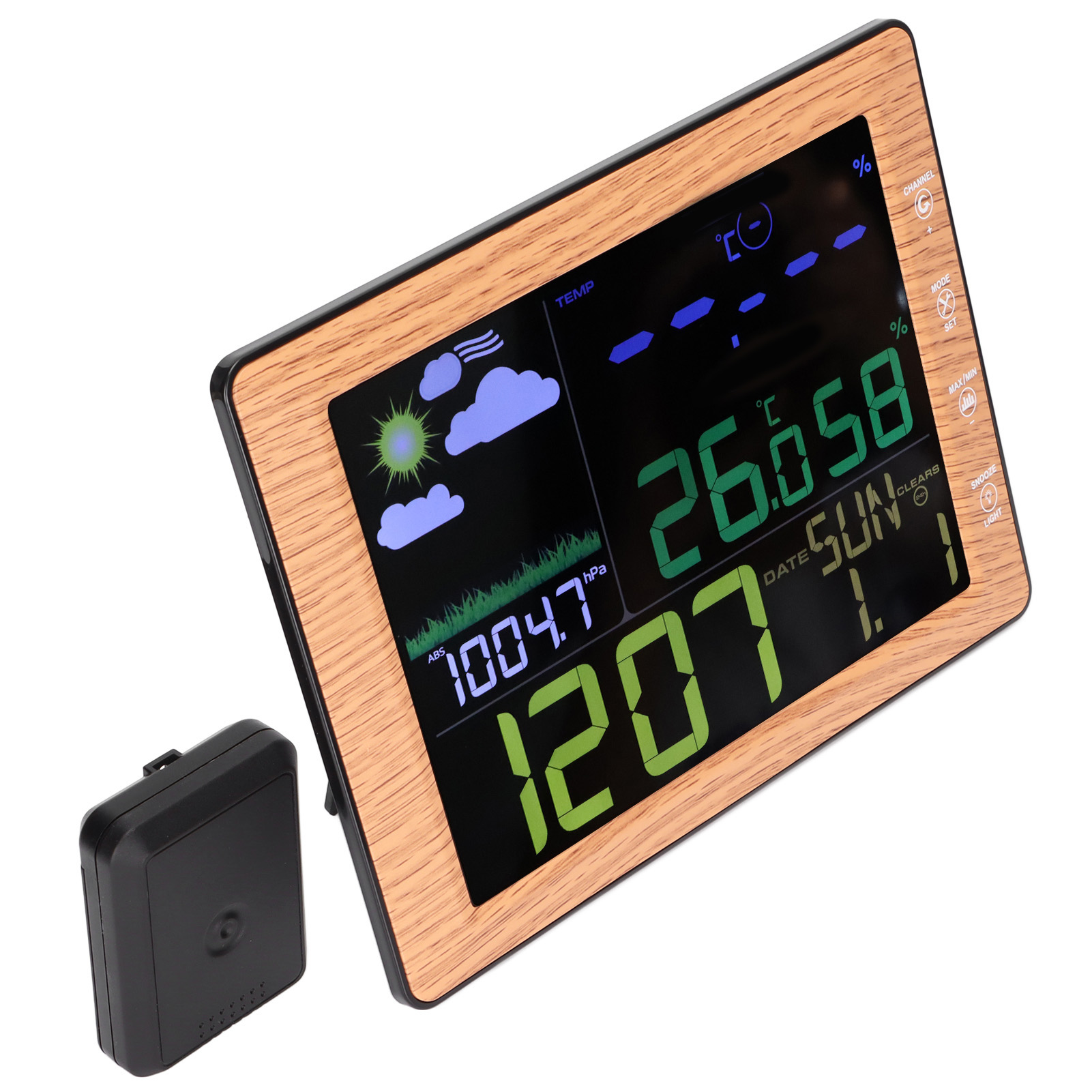 Digitale Wlan-wetterstation Mit Farbdisplay, Innen-/außentemperatur- Und Luftfeuchtigkeitsüberwachung Mit Sensor