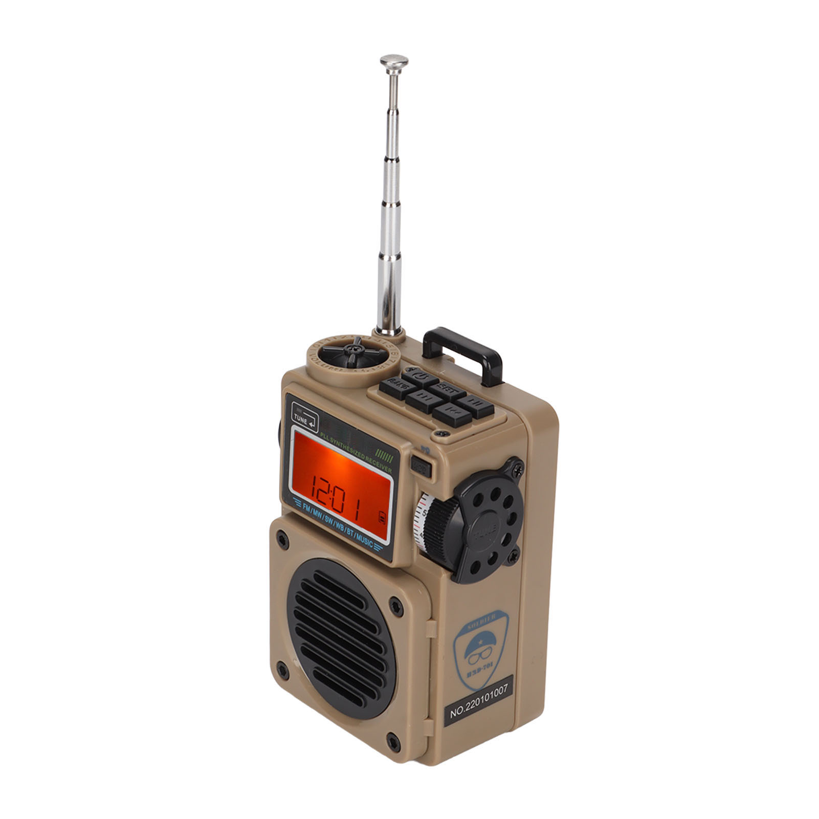 Hrd-701 Digitalradio Mit Vollständiger Synchronisierung, Speicherkarte, Tragbarer Bluetooth-musikplayer Für Den Heim- Und Außeneinsatz, Farbe: Khaki.