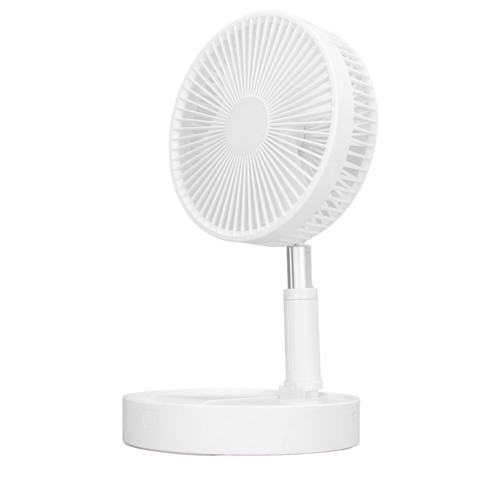 Faltbarer Und Einziehbarer Usb-tischventilator Mit 4 Geschwindigkeitsstufen, Wiederaufladbar, Höhenverstellbar, Leise (45 Db), 3600 Mah Akku.