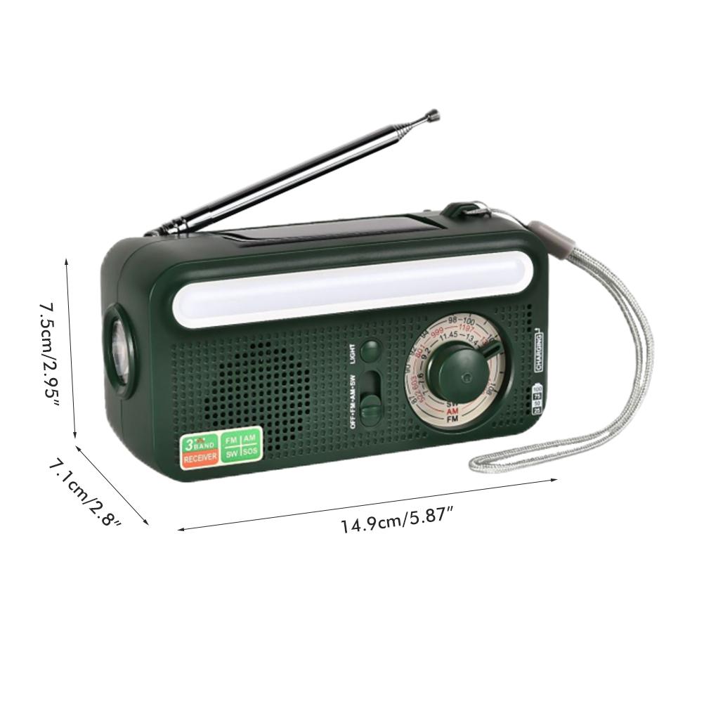 Tragbares, Solarbetriebenes Kurbelradio Mit Am/fm/wb-empfang, 2000 Mah Externem Akku Und Sos-alarmfunktion Für Camping, Reisen Und Notfälle.