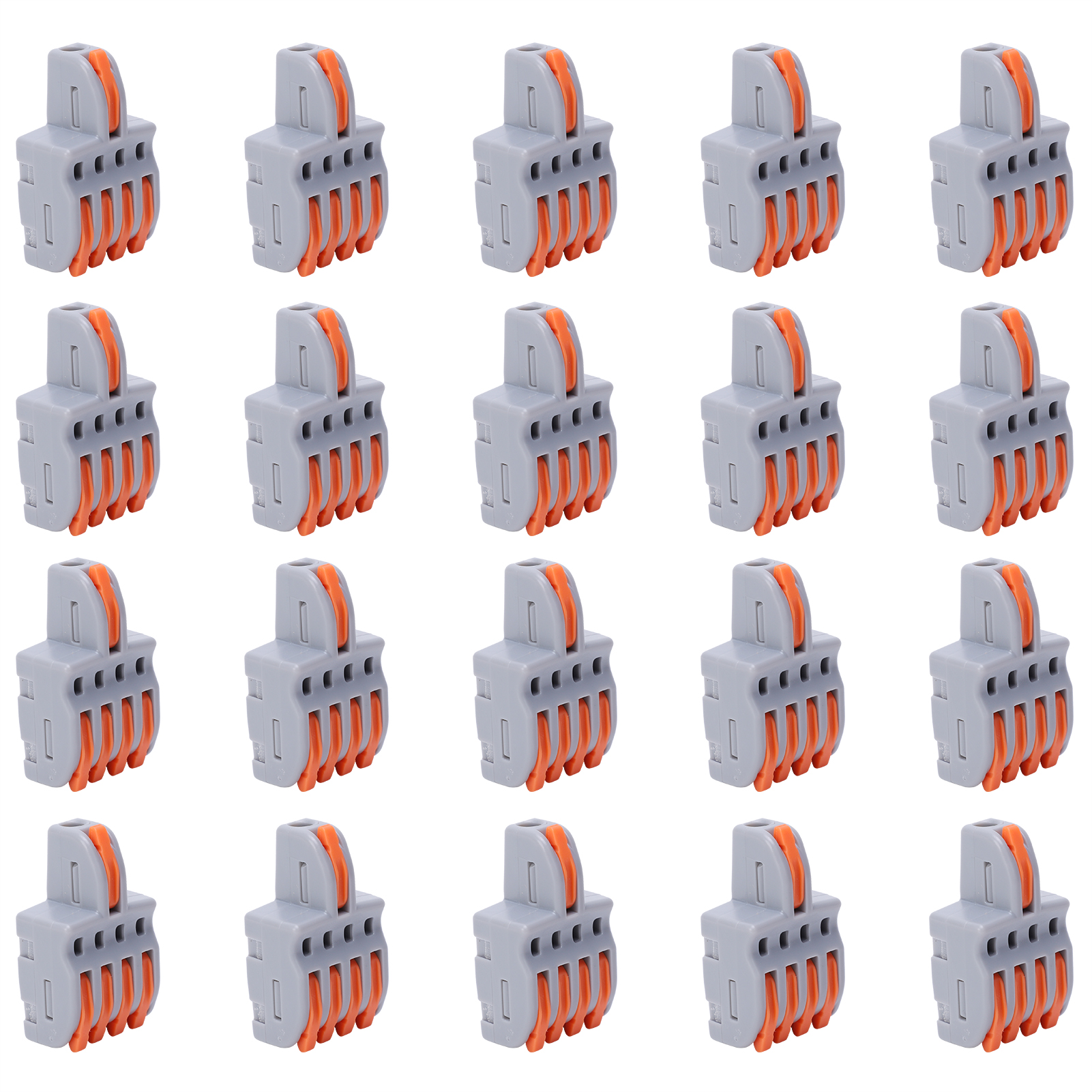 20-adrige Steckverbinder, 1 Eingang, 4 Ausgänge, Druckverteiler, Leiterklemmenblock, Elektrische Bauteile (orange)