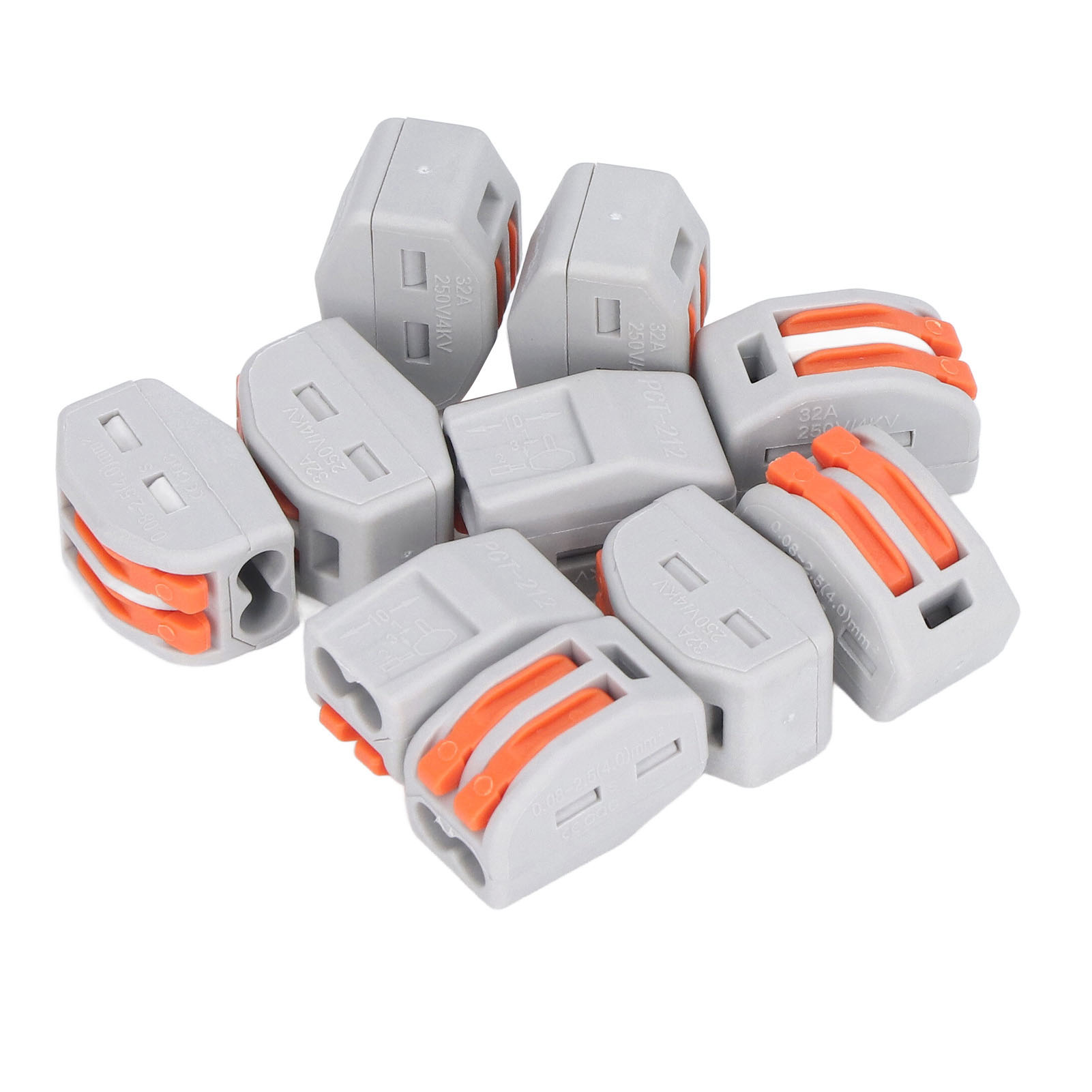 Set Mit 50 Zweipoligen Leiterverbindern, Hebelklemmen Für Die Verdrahtung, Orange