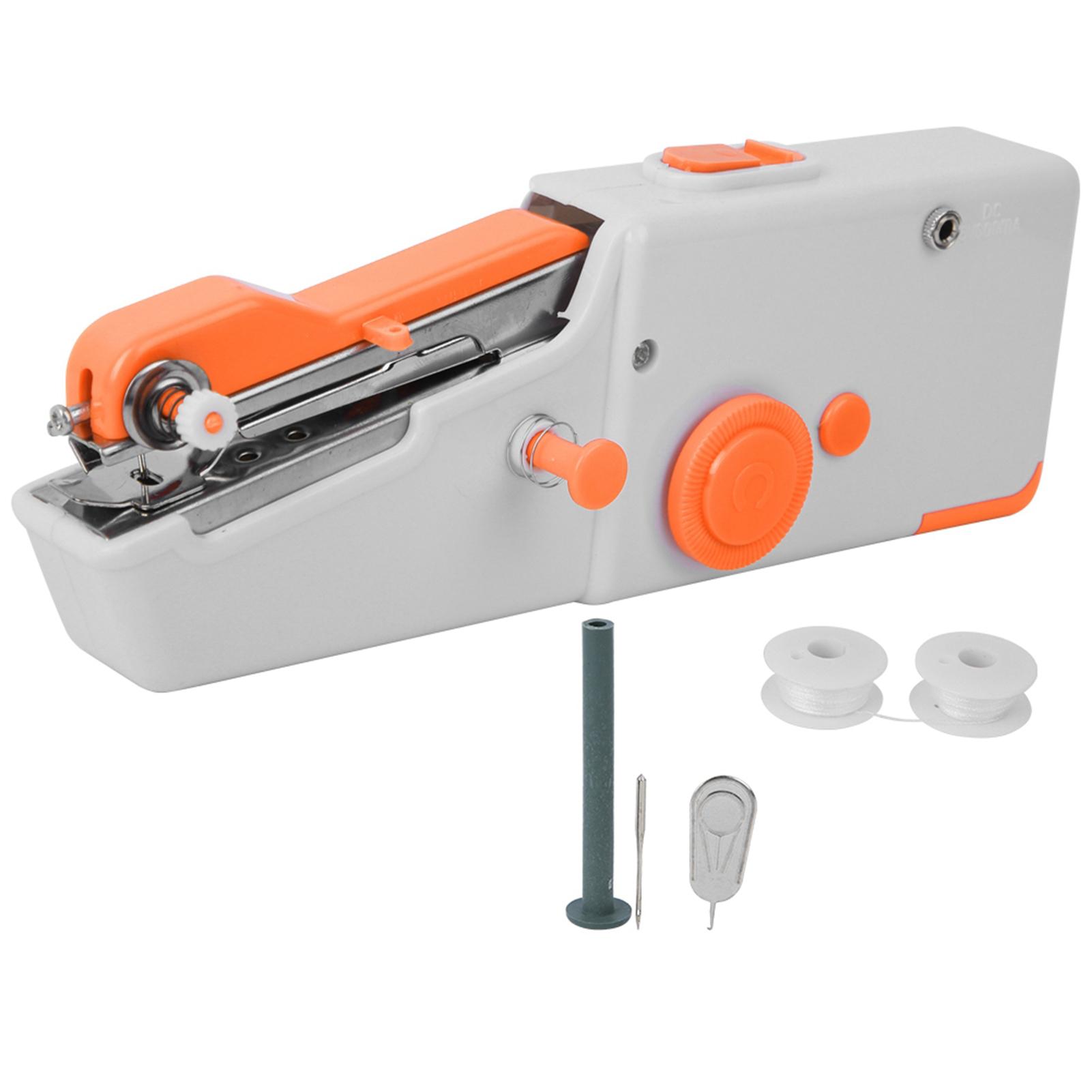 Tragbare Handnähmaschine, Elektrische Mini-haushaltsnähmaschine, Orangefarbenes Nähwerkzeug