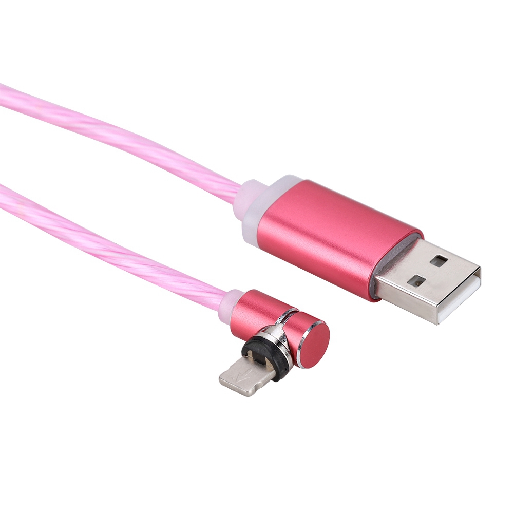 Tragbares 1 M Langes Magnetisches Ladekabel, Leuchtendes Usb-datenkabel Mit Beleuchtung Für Ios (rosa)