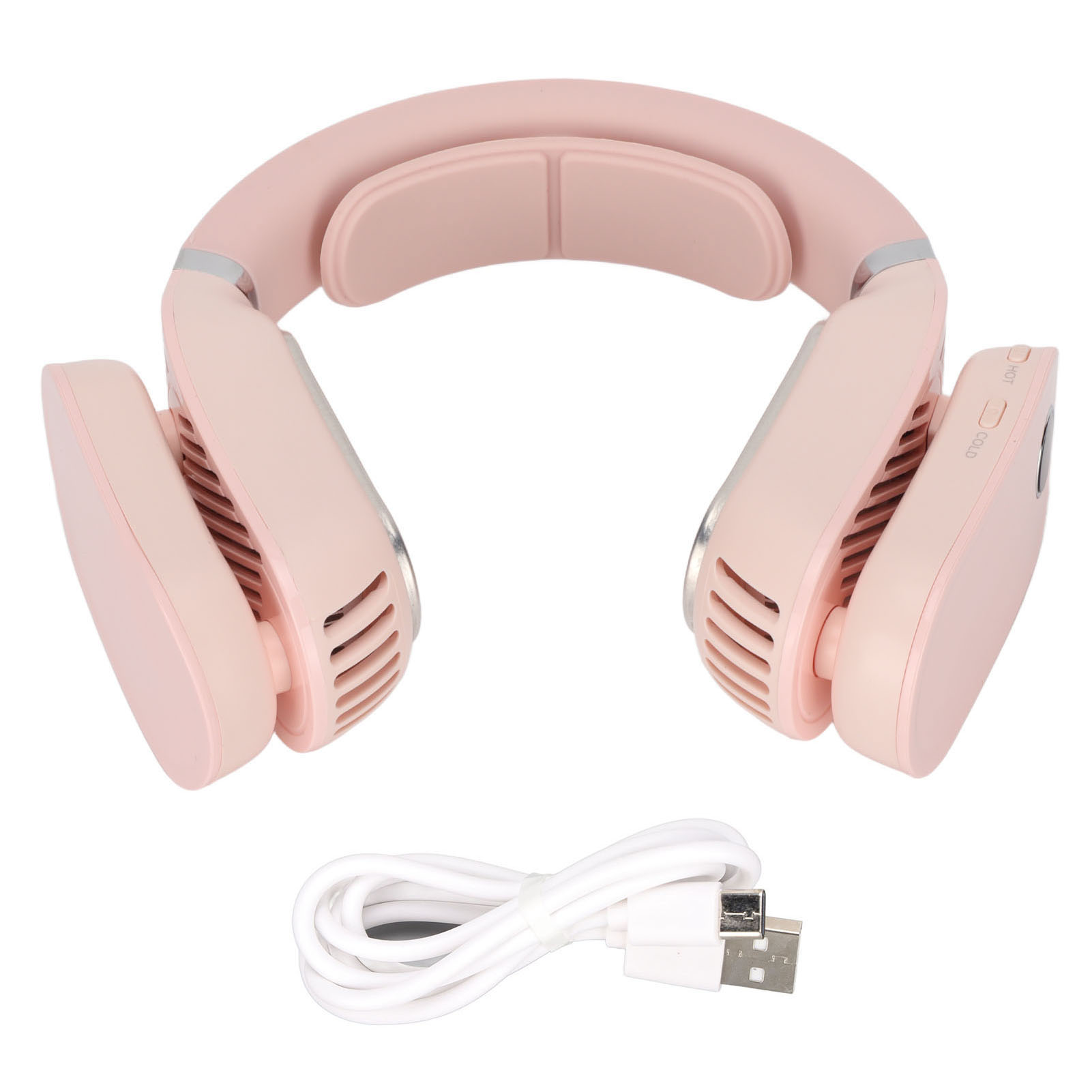Tragbarer 2-in-1-nackenventilator Zum Aufhängen, Heiz- Und Kühlfunktion, Für Den Innen- Und Außenbereich, Rosa