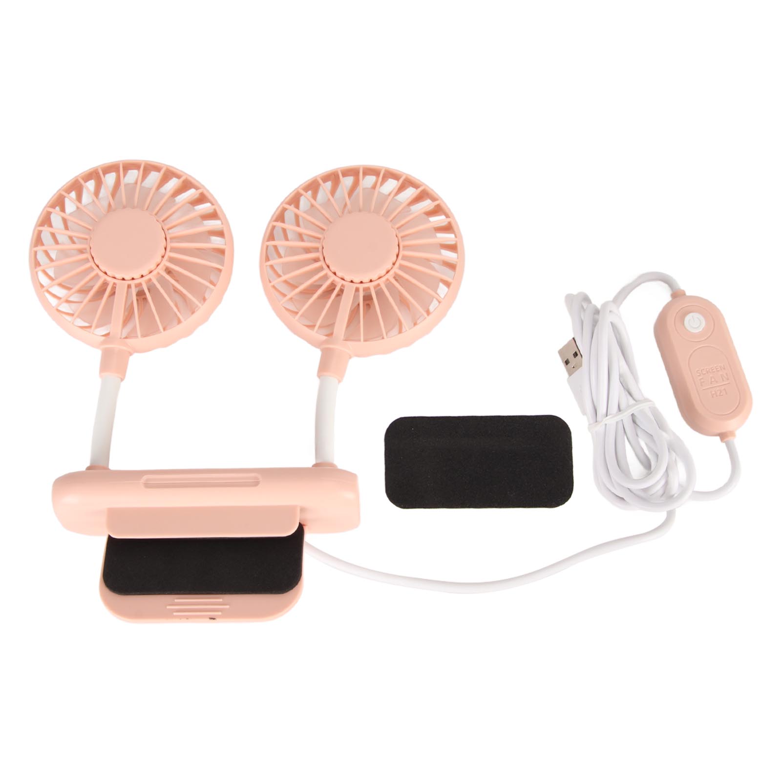 Ansteckbarer Computerlüfter, 2 Lüfterköpfe, 3 Geschwindigkeitsstufen, 2 M Usb-kabel, Leise Und Kompakt, Rosa, Ideal Für Zuhause Oder Das Büro.