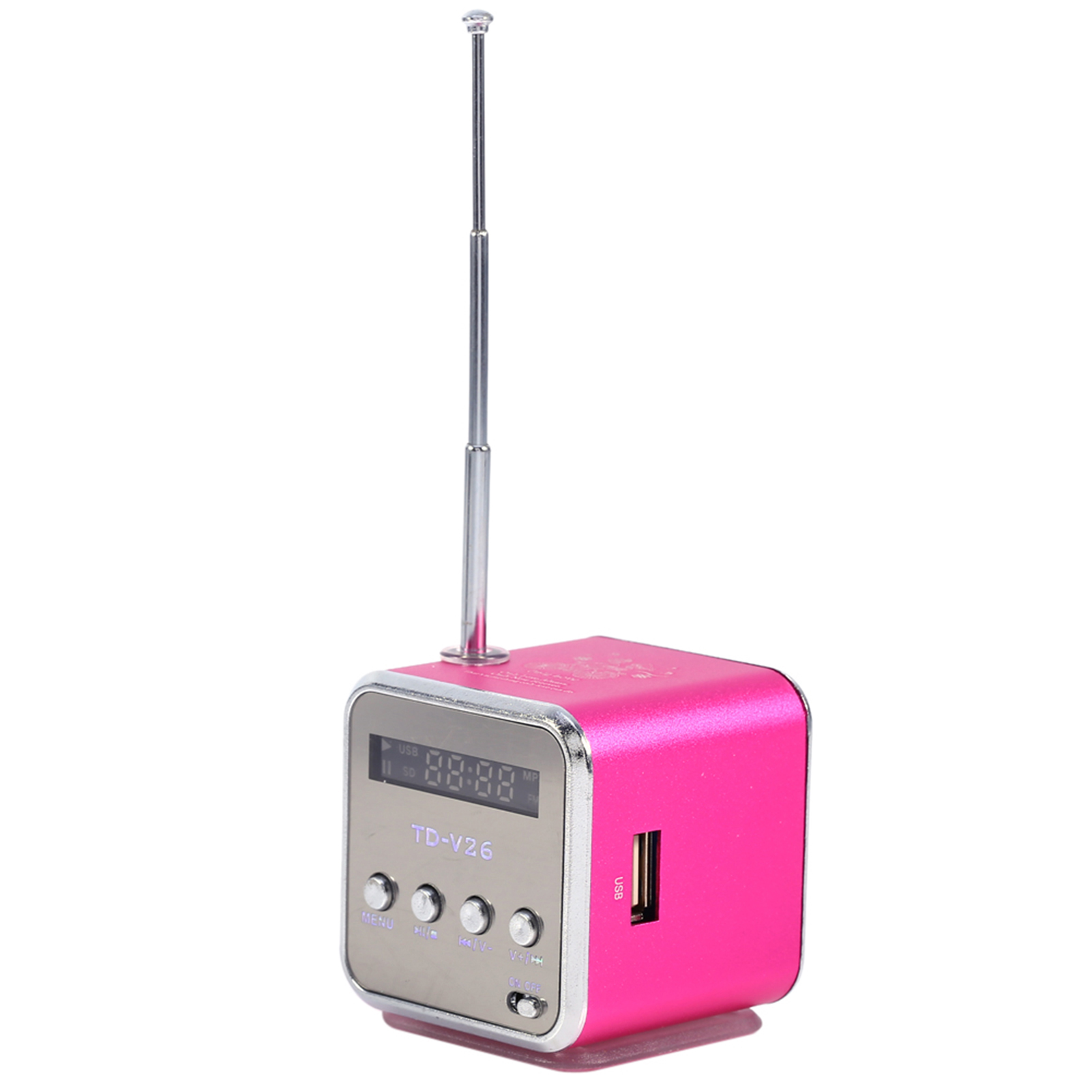 Mini-lautsprecher Mit Ukw-radio Und Musikplayer, Pc-kompatibel, Kompakte Größe, Pink. Kompatibel Mit Tf-karten Und Usb-sticks.