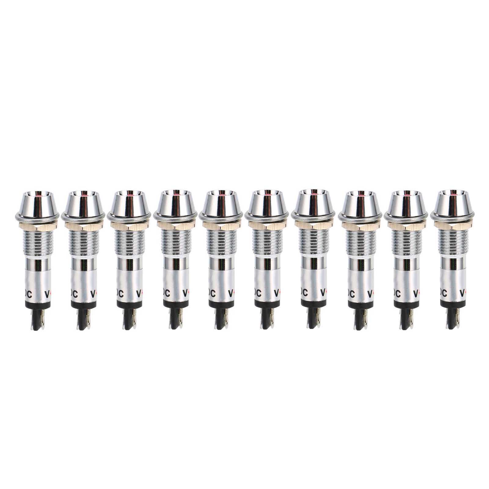 Packung Mit 10 Roten Kontrollleuchten, 220 V Wechselstrom, 8 Mm Befestigungsloch.