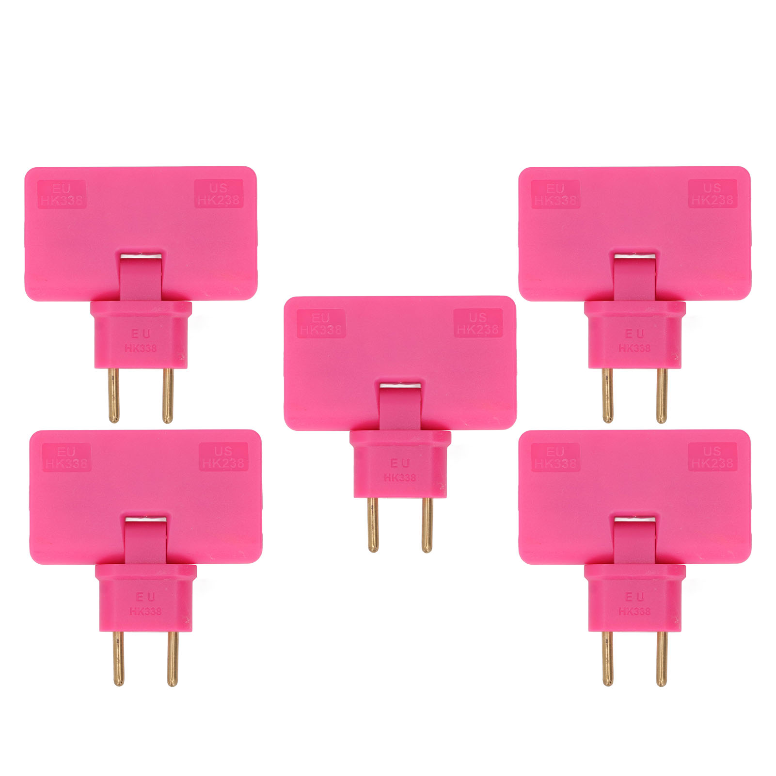 5er-pack Kabellose 180°-eurosteckeradapter (für 1 Bis 3 Eurostecker), 110–250 V, Rot/rosa