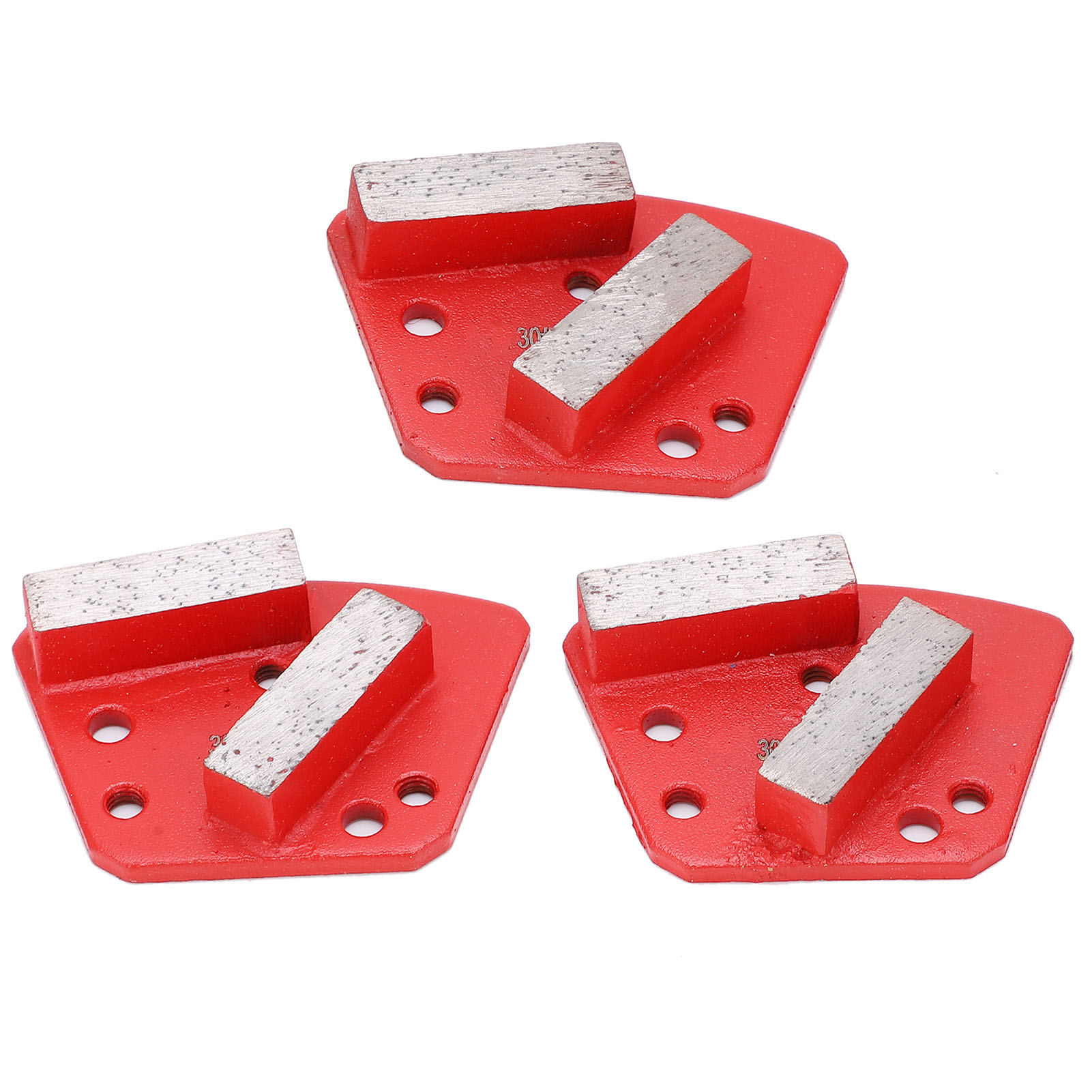 Set Mit 3 Trapezförmigen Diamantschleifscheiben Zum Schneiden Von Beton, 6 Löcher, Gerade Zähne, Rot, Körnung 30