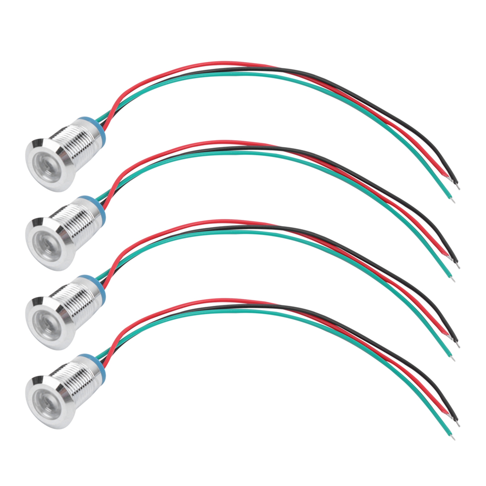 4 Sätze Vorverdrahteter, Wasserdichter, Metallener, Zweifarbiger Led-anzeigen Mit Gemeinsamer Kathode, 12 Mm, 1224 V (rot Und Grün)