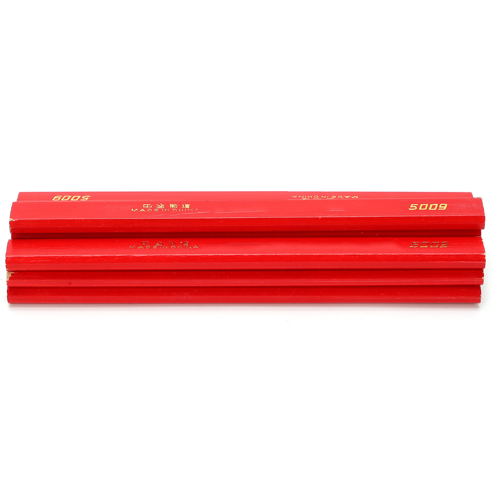 Packung Mit 10 Roten Achteckigen Zimmermannsbleistiften, 170 Mm Lang, Für Holzarbeiten.