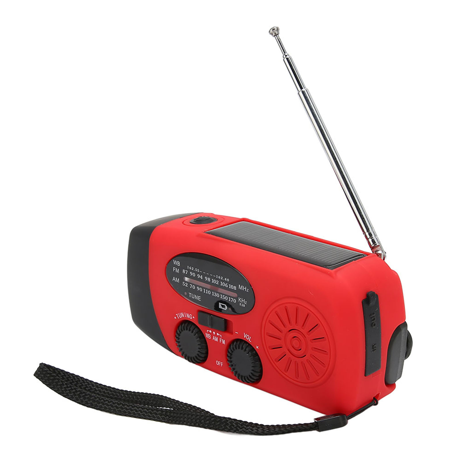 Handkurbel-solarladegerät Mit Am/fm/wb-wetterradio, Led-taschenlampe Und Rotem Dynamo