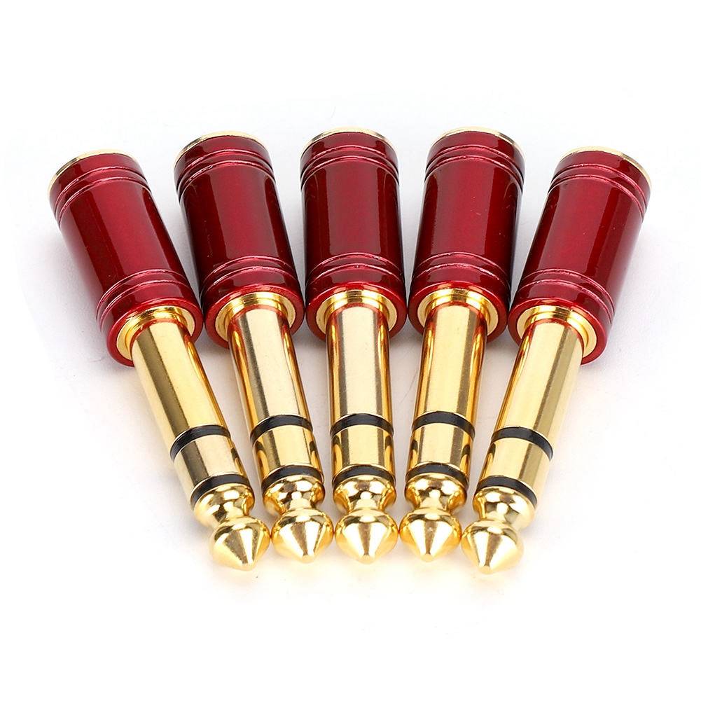 Packung Mit 5 Audio-adaptern: 6,5-mm-klinkenstecker (1/4") Auf 3,5-mm-klinkenbuchse (1/8") Für Gitarrenlautsprecher (rot)