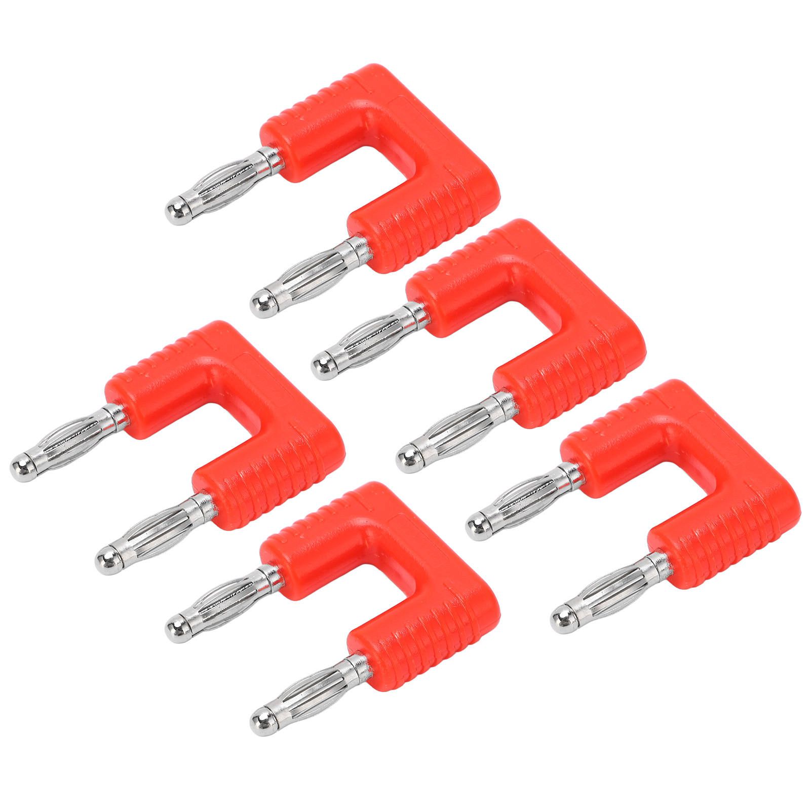 Packung Mit 5 Doppelbananensteckern J.20004, 19 Mm Abstand, Vernickelt, Rot