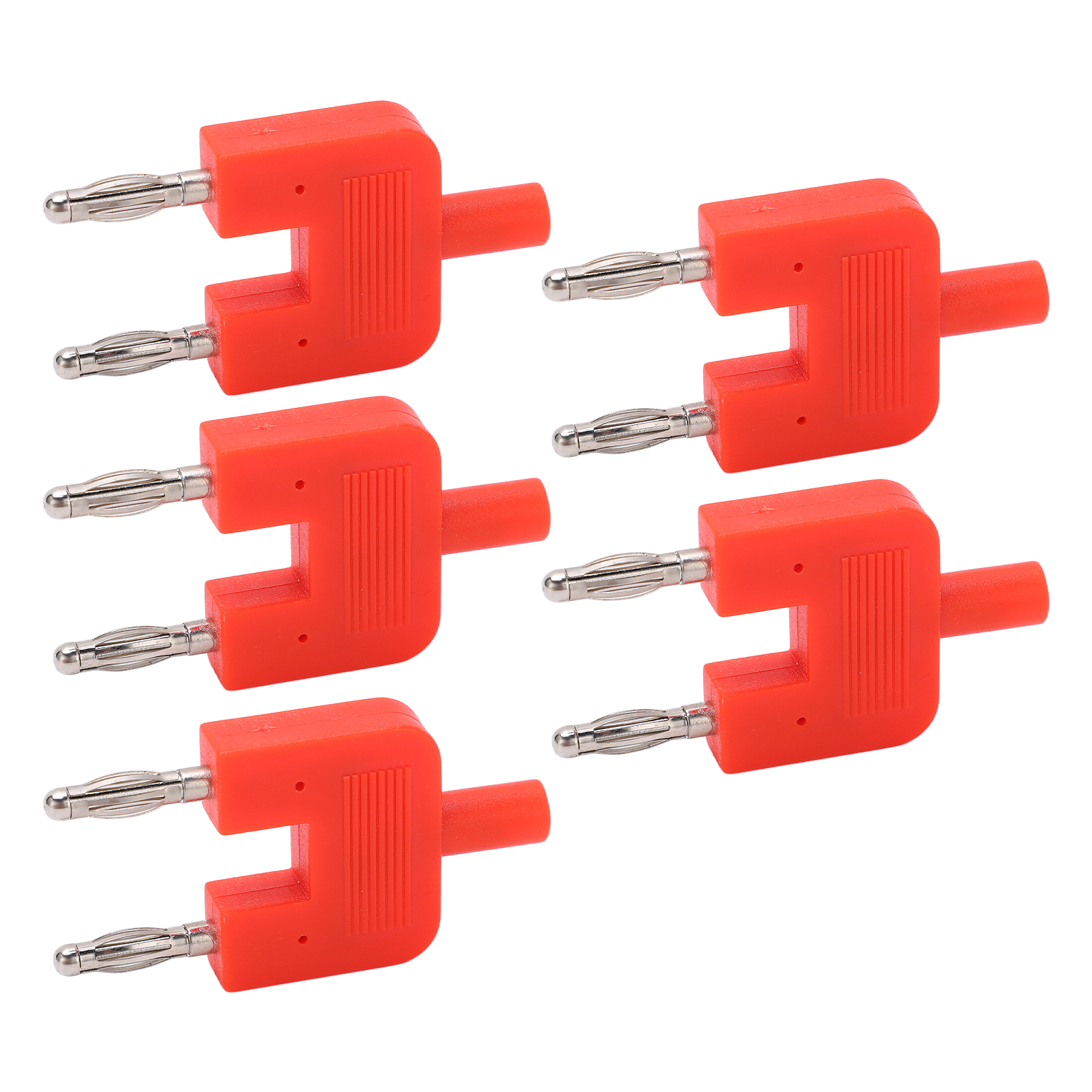 Packung Mit 5 Doppelreihigen Bananensteckern (1 Buchse Auf 2 Stecker), Robuste Verbindung Und Gute Leitfähigkeit. Rote Bananenstecker.