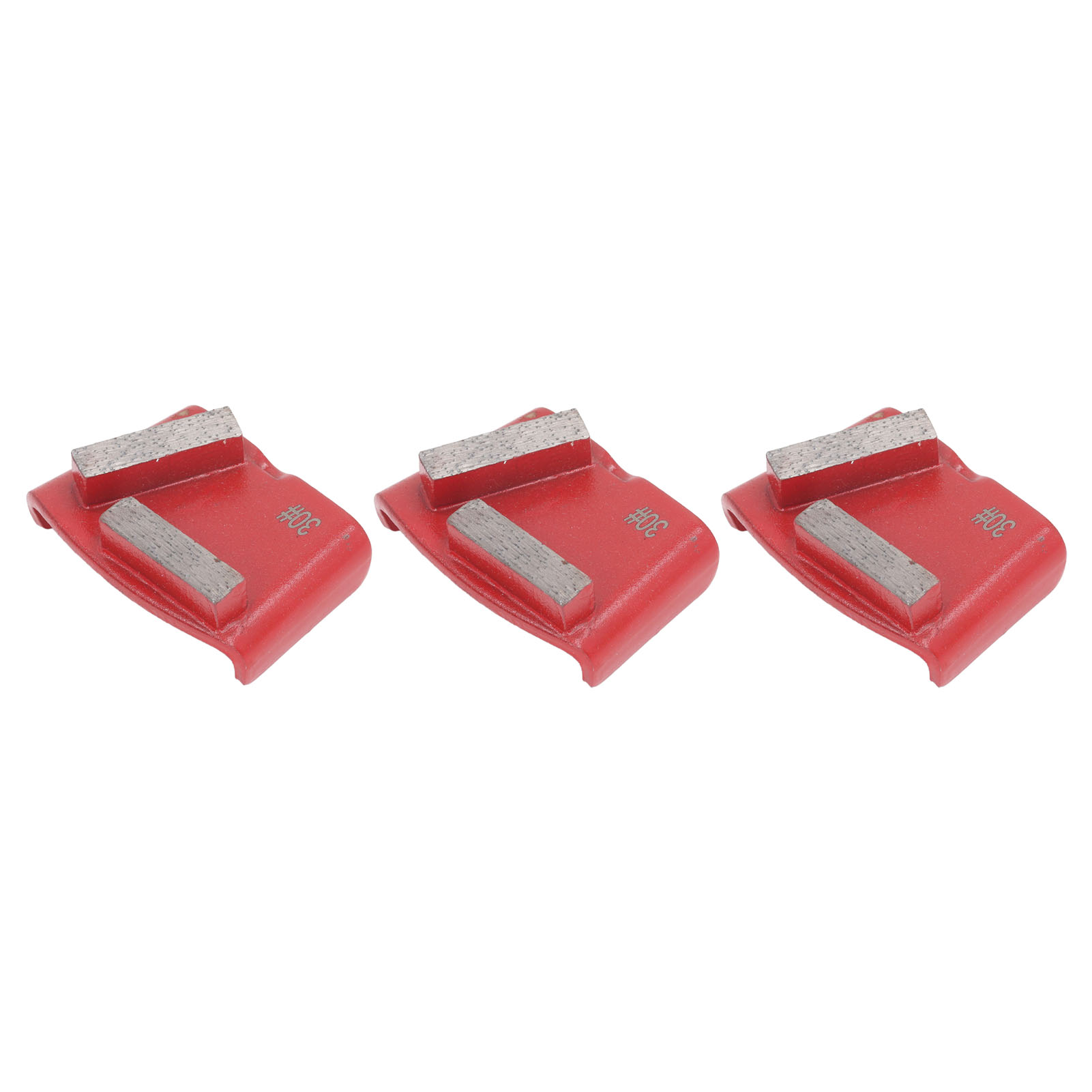 Set Mit 3 Roten, Trapezförmigen Diamantschleifscheiben Mit 2 Langen Zähnen Zum Polieren Von Betonböden, Körnung 30